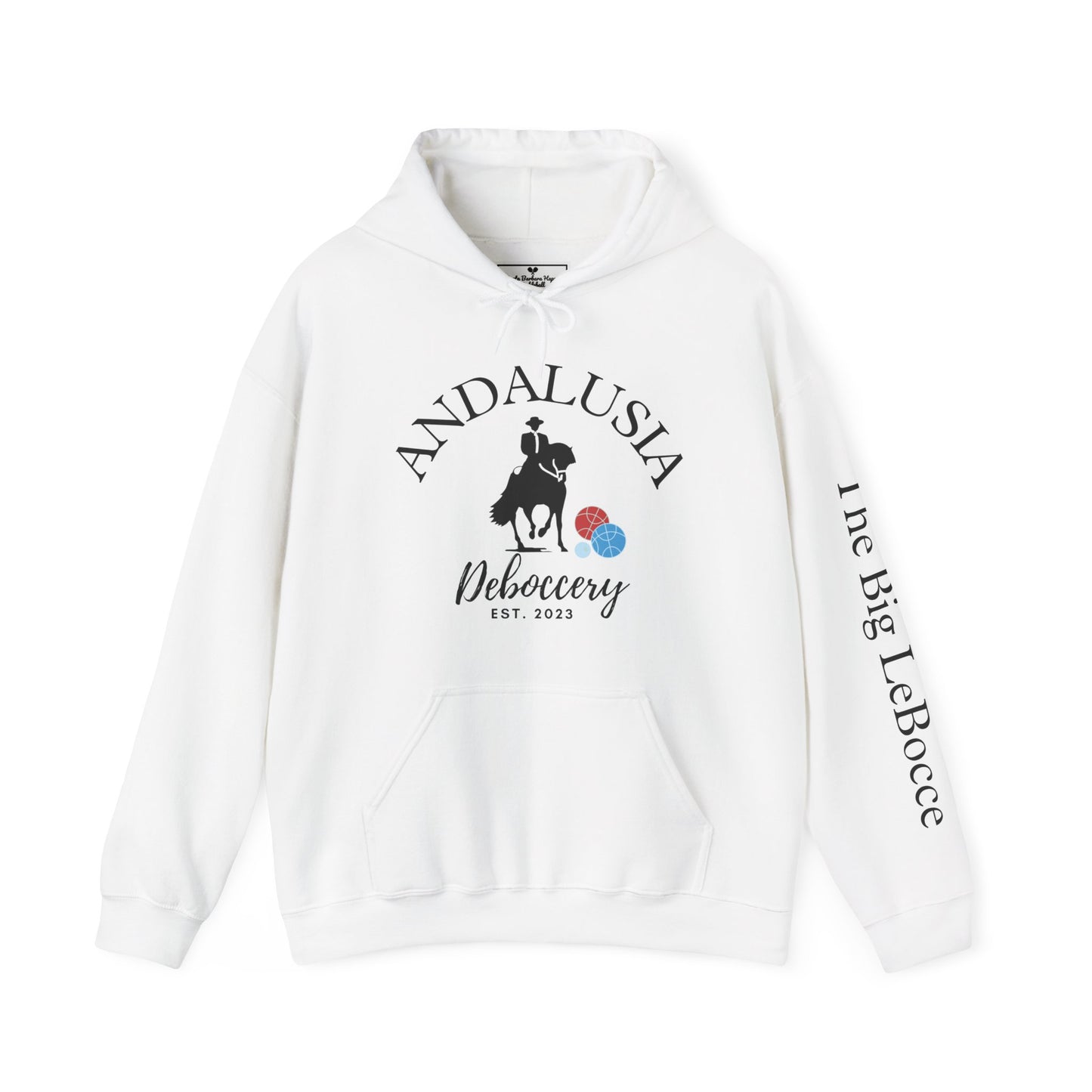 Dawn’s husband - Custom Andalusia Unisex 50% cotton/50 poly Hoodie - customize sleeve included