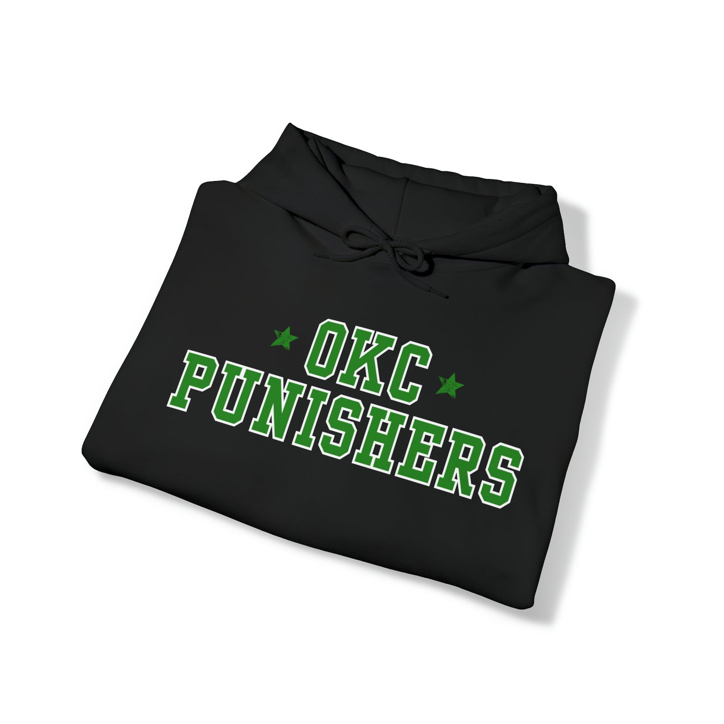 OKC Punishers Hoodie w/ Stars Green Letters - customize sleeve & back