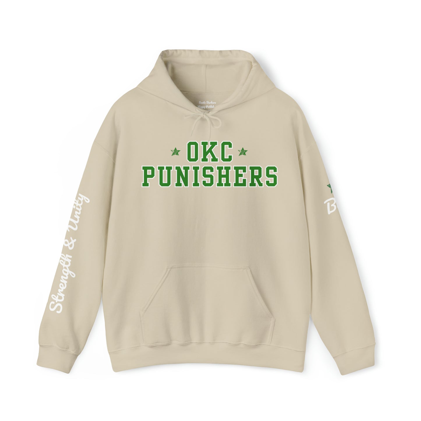 OKC Punishers Hoodie w/ Stars Green Letters - customize sleeve & back