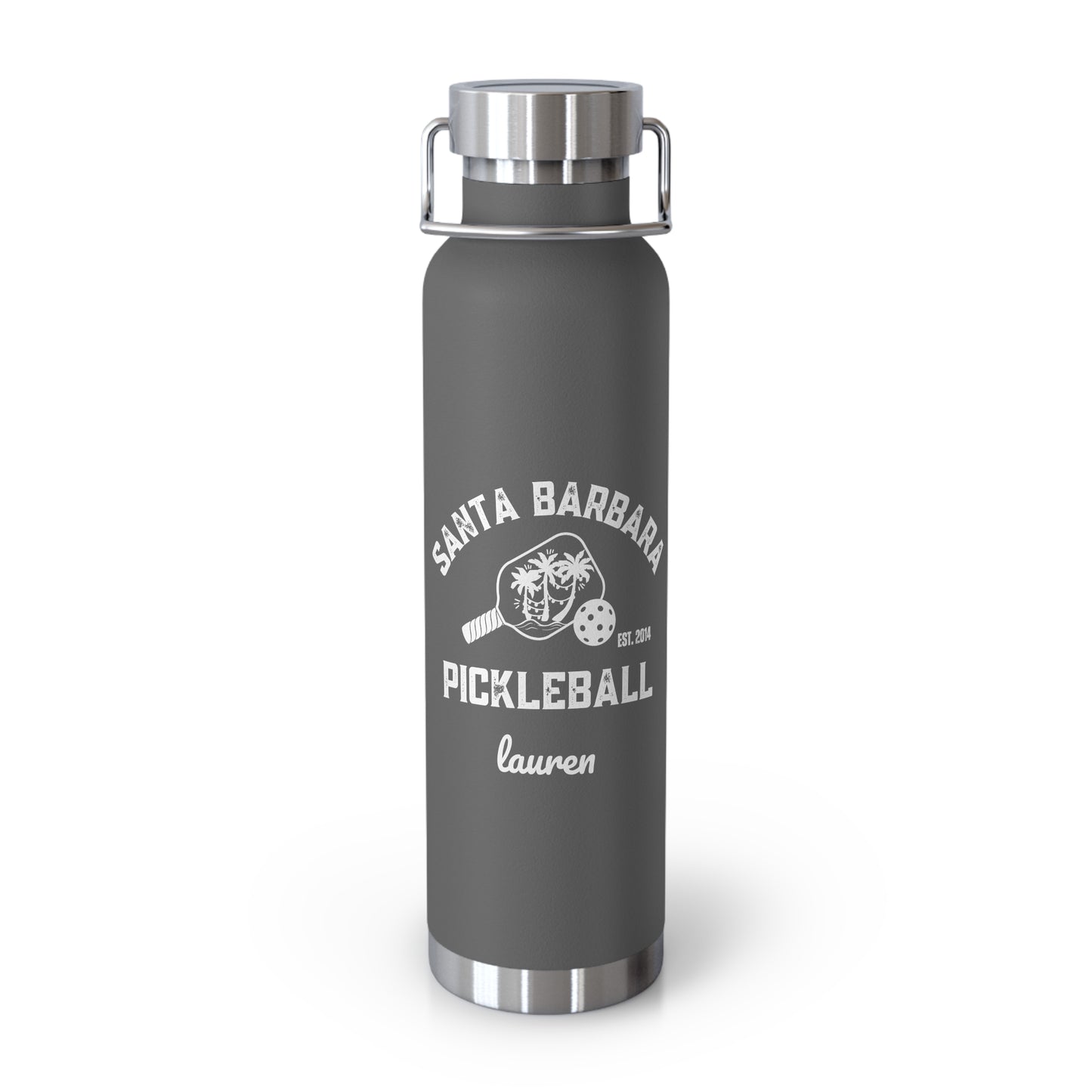Santa Barbara Pickleball Special Holiday Edition -Copper Vacuum Insulated Bottle, 22oz - customizable