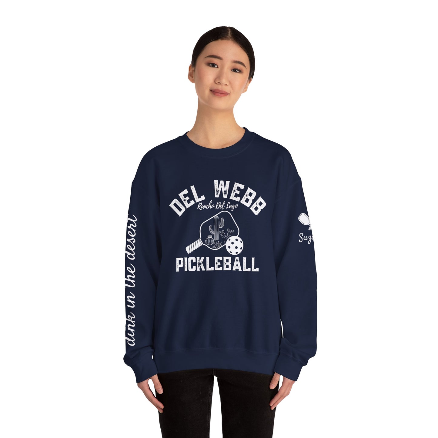 Copy of Del Webb Pickleball Beachy Style - Dink in the Desert - Unisex Crew -ca add name to sleeve with paddles