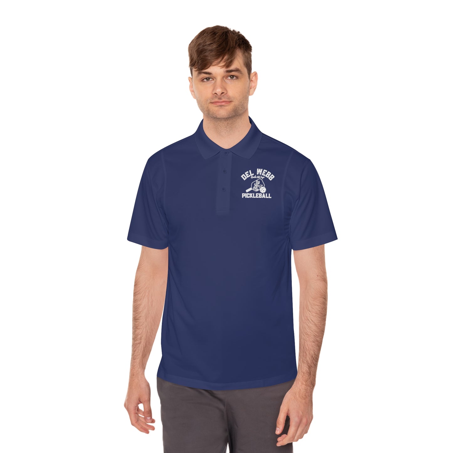 Del Webb Pickleball Men's Sport Polo Shirt. Can customize back