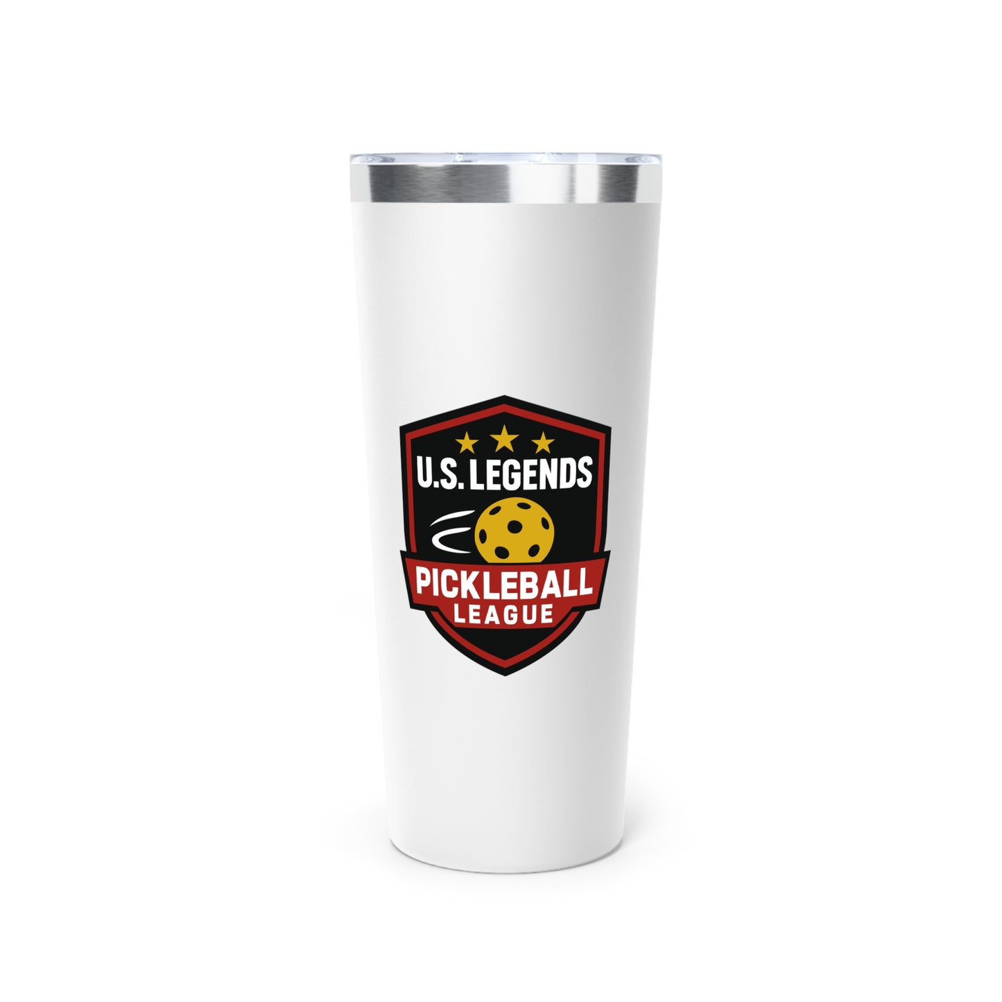 The Del Rays/US Legends Pickleball League - 2 sided logos - Copper Vacuum Insulated Tumbler, 22oz
