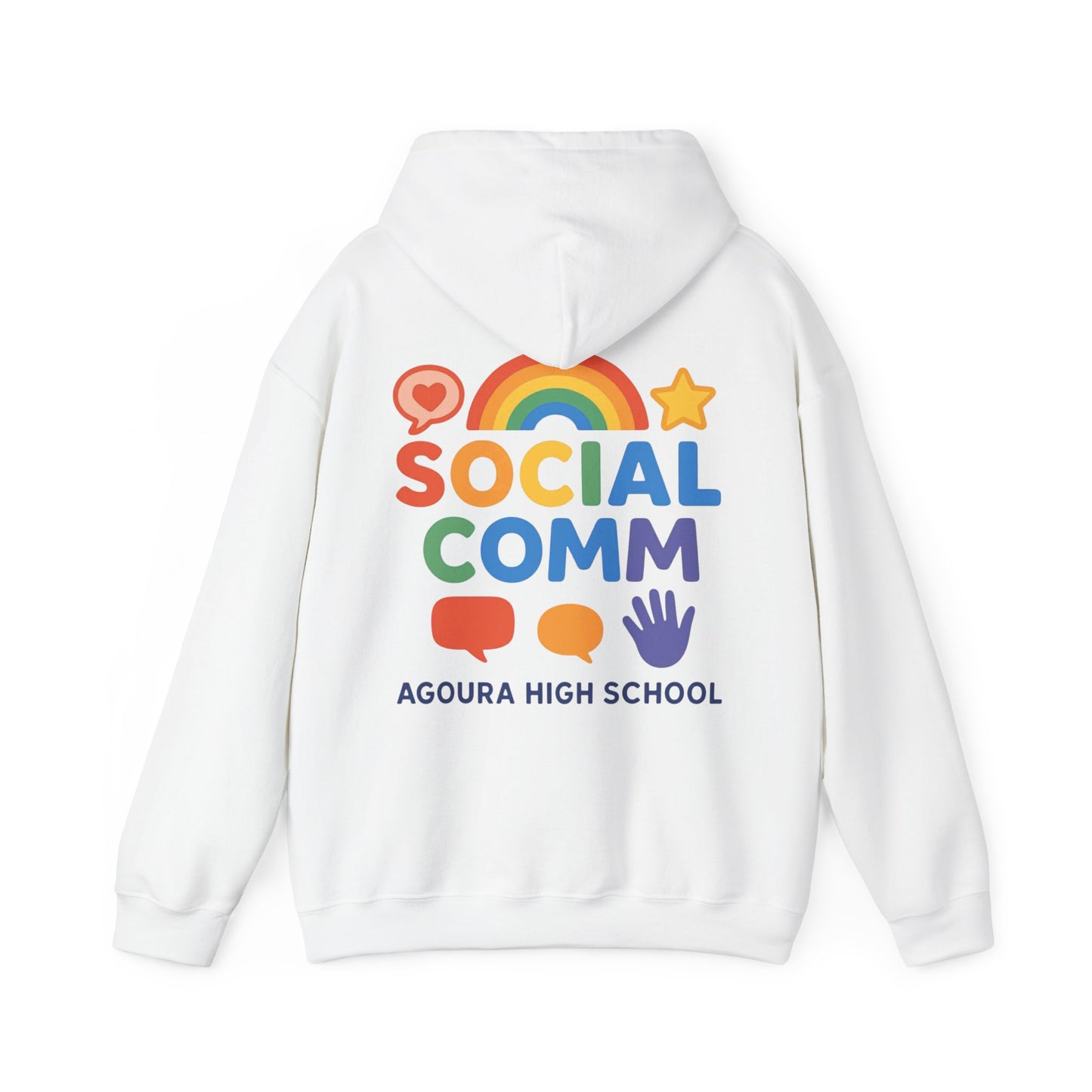 SOCIAL COMM Unisex Hoodies 50/50 blend Gilden 2 sided print