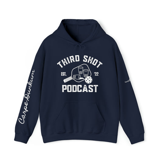 Third Shot Podcast CUSTOMIZE ME Hoodie - (sleeves and back)