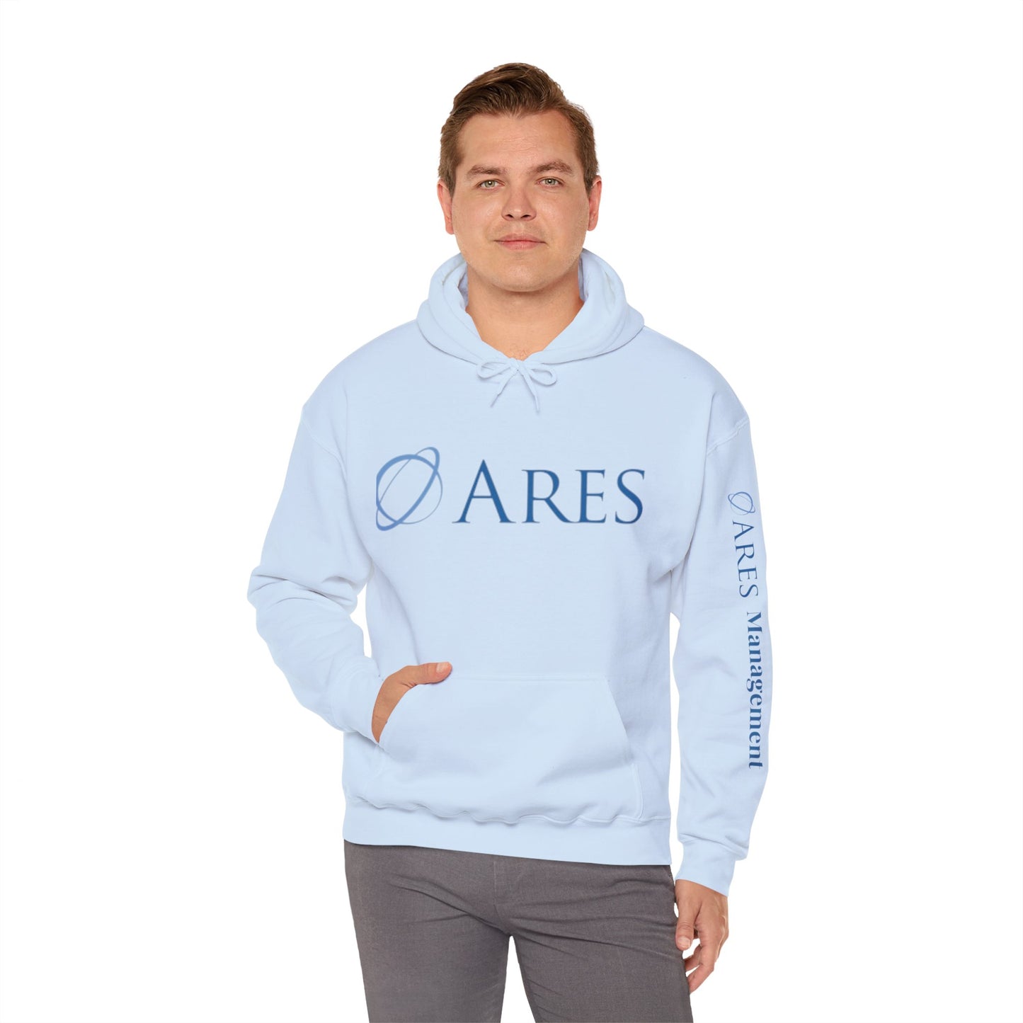 Ares Management Unisex 50/50 Hoodie - w/ sleeve logo