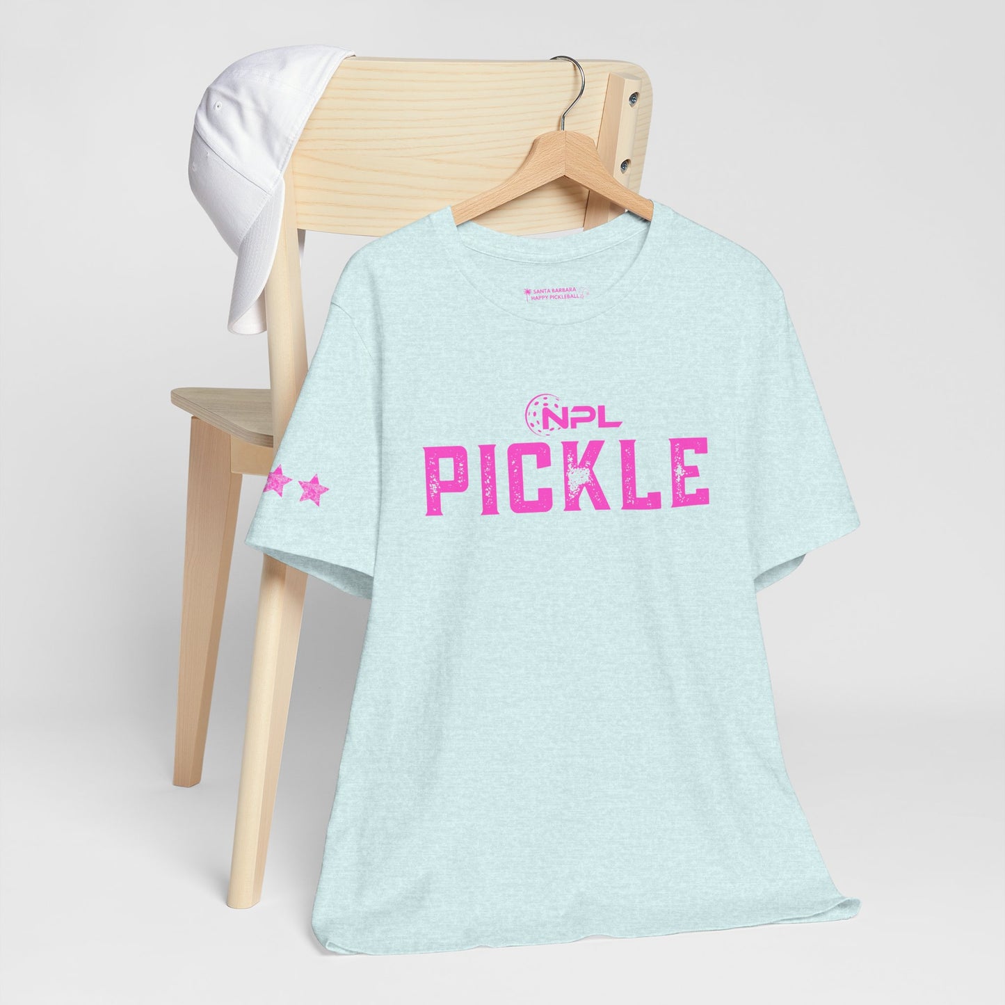 PICKLE distressed NPL Championship Weekend logo - hot pink - Unisex Jersey Short Sleeve Tee (optional add ribbon)