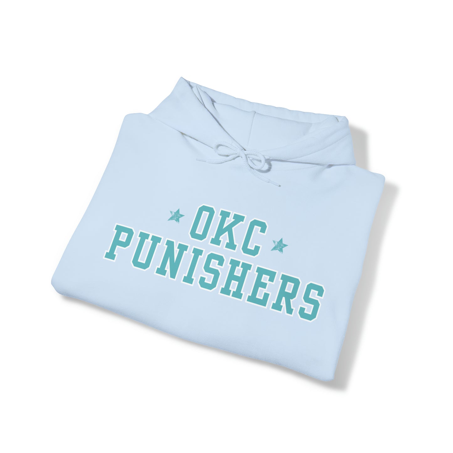 OKC Punishers Hoodie w/ Stars Turquoise Letters - add name sleeve or back