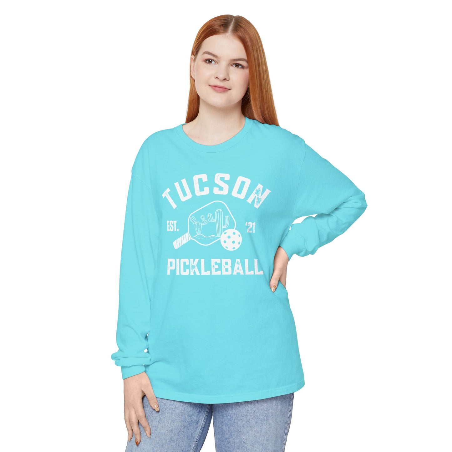 Tucson Pickleball Unisex Long Sleeve Garment Dyed Comfortv Colors T-Shirt for Everyday Comfort