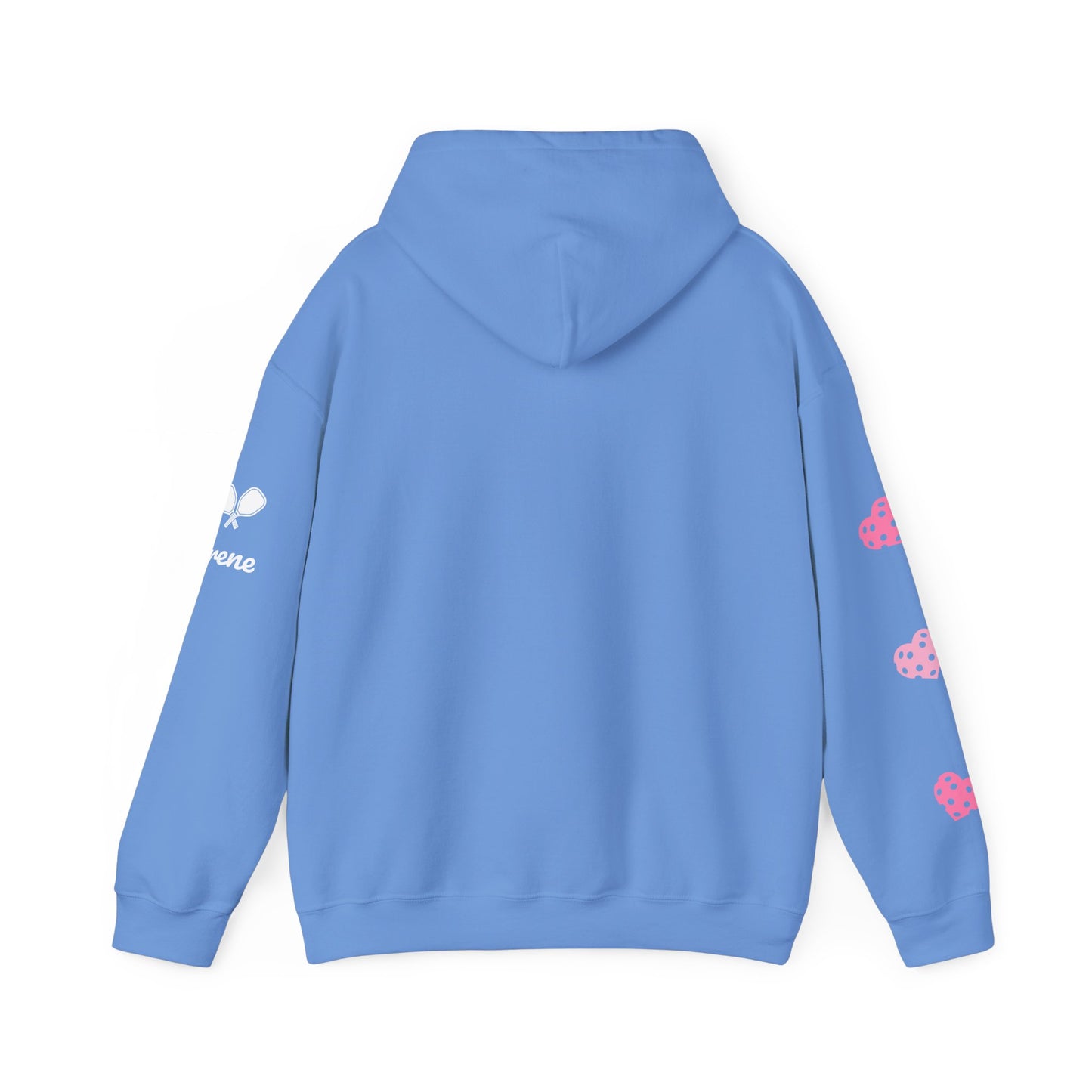 Custom Pickleball LOVE Hoodie - 3 pickleball hearts sleeve -can customize sleeves & back - add in notes
