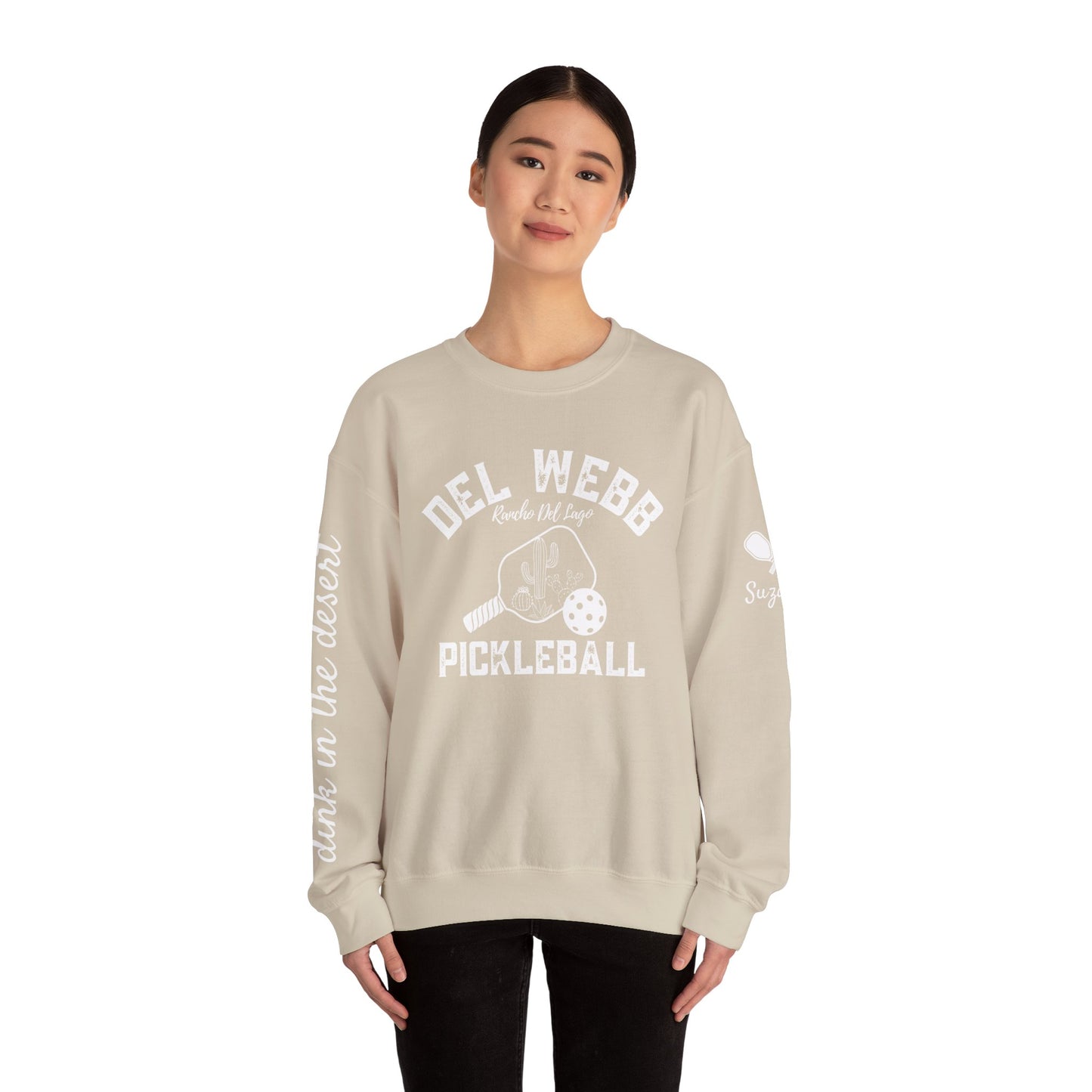 Copy of Del Webb Pickleball Beachy Style - Dink in the Desert - Unisex Crew -ca add name to sleeve with paddles