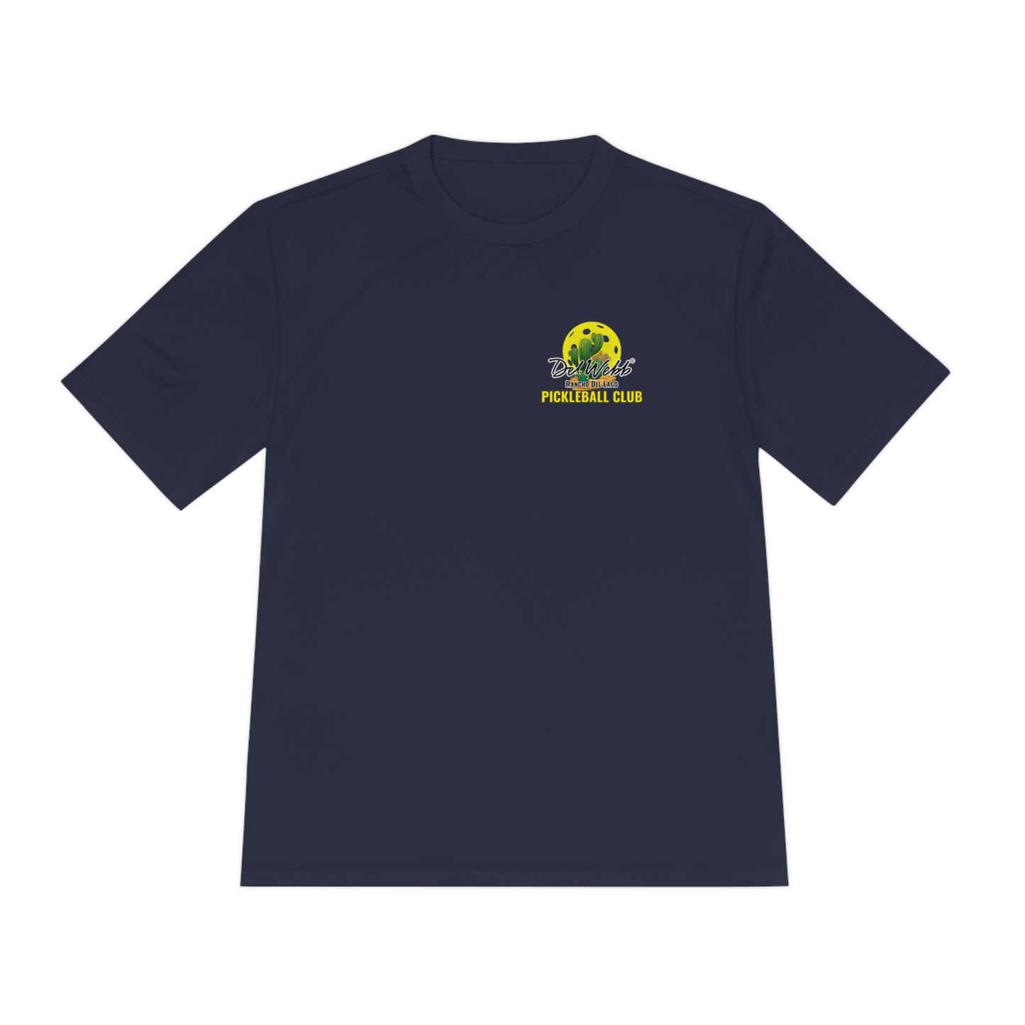 Del Webb Pickleball - Fuller Cut, Unisex Moisture Wicking Tee, SPF 40 - can customize back
