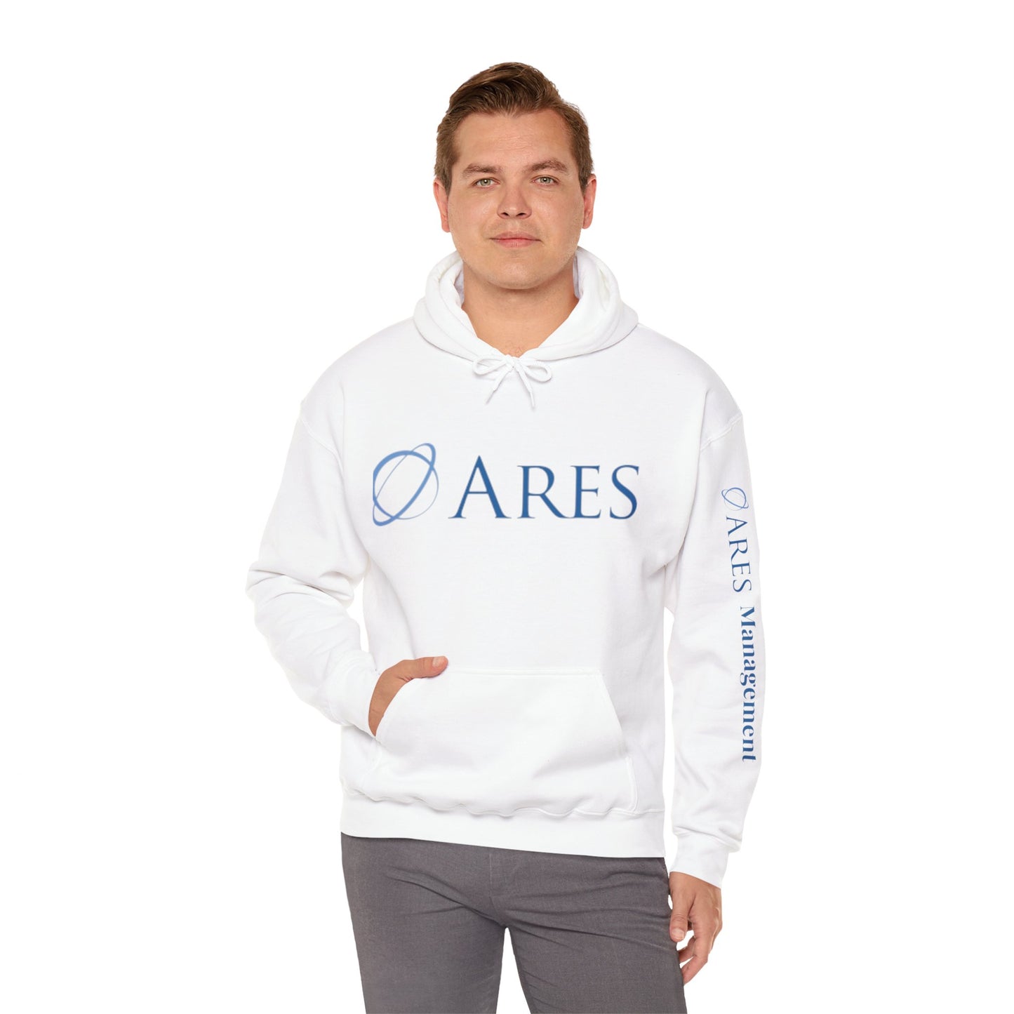 Ares Management Unisex 50/50 Hoodie - w/ sleeve logo
