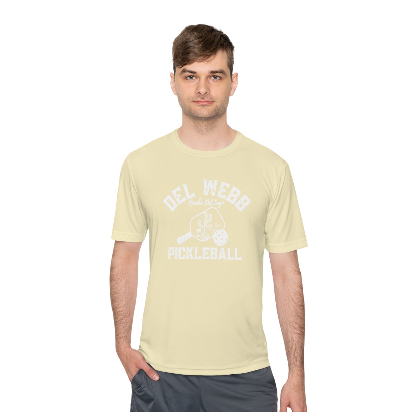 Del Webb Pickleball - Fuller Cut, Unisex Moisture Wicking Tee, SPF 40 - can customize back
