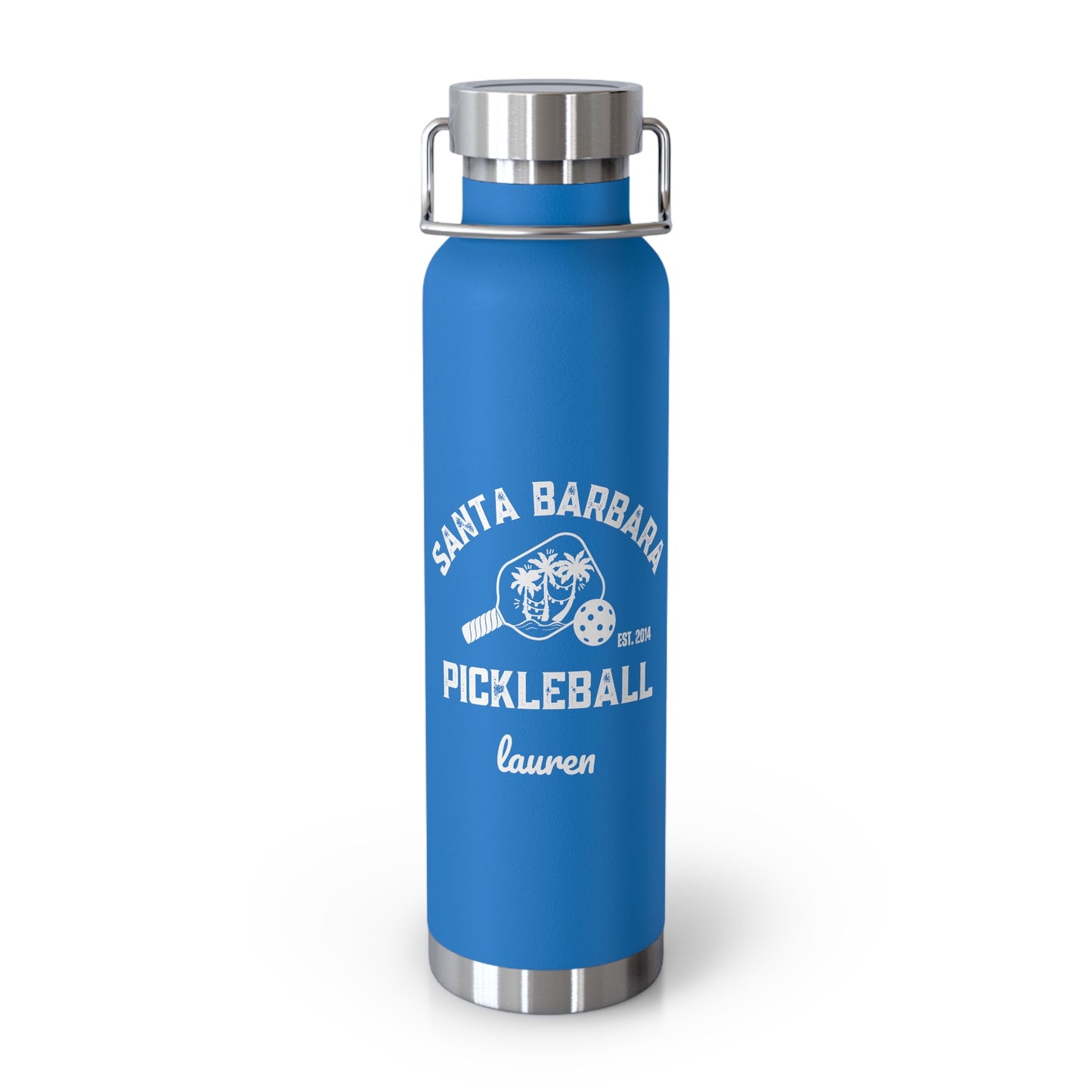 Santa Barbara Pickleball Special Holiday Edition -Copper Vacuum Insulated Bottle, 22oz - customizable