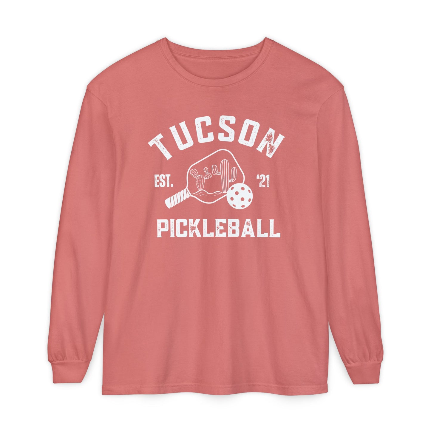 Tucson Pickleball Unisex Long Sleeve Garment Dyed Comfortv Colors T-Shirt for Everyday Comfort