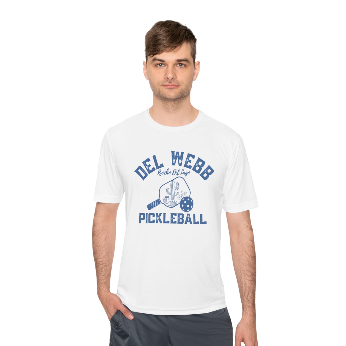 Del Webb Pickleball - Fuller Cut, Unisex Moisture Wicking Tee, SPF 40 - can customize back
