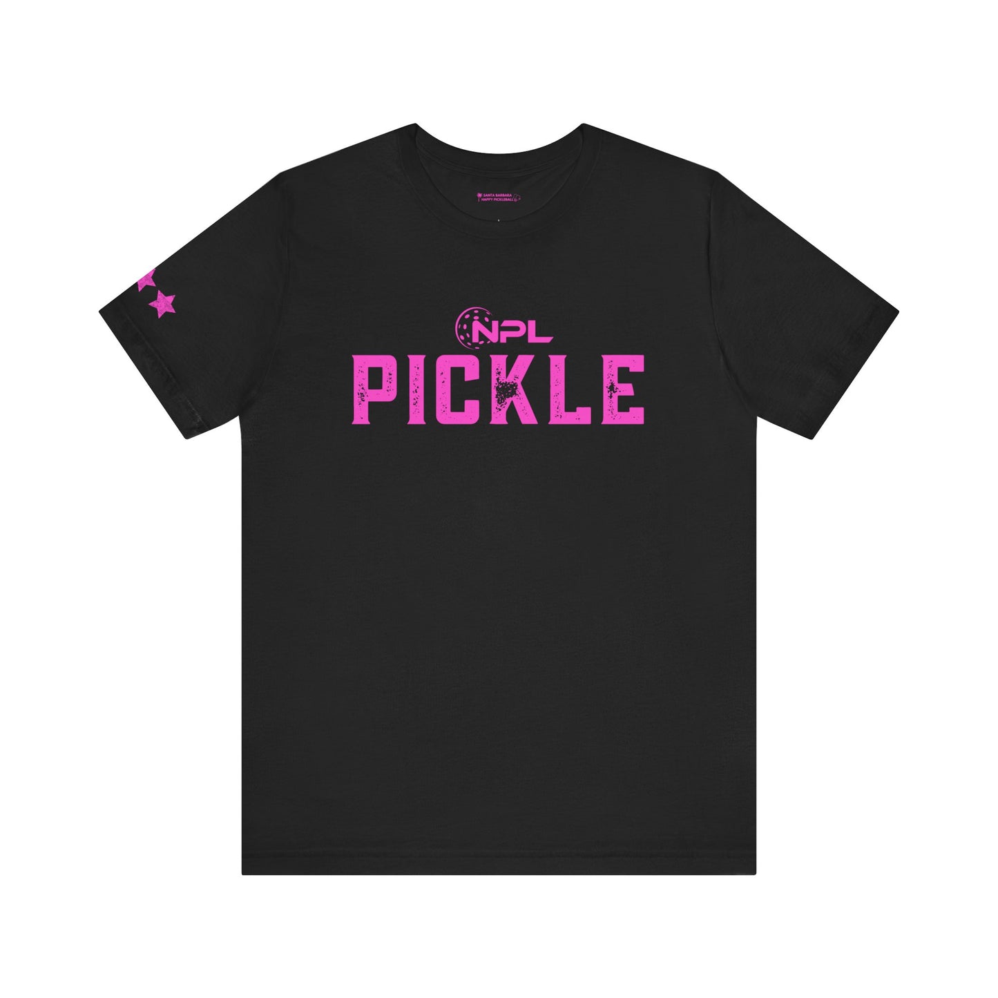 PICKLE distressed NPL Championship Weekend logo - hot pink - Unisex Jersey Short Sleeve Tee (optional add ribbon)