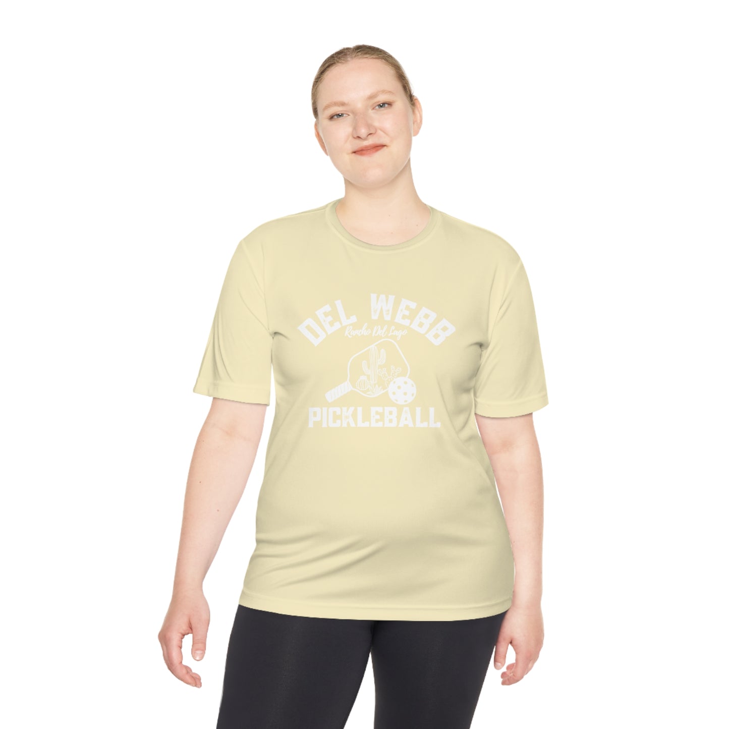 Del Webb Pickleball - Fuller Cut, Unisex Moisture Wicking Tee, SPF 40 - can customize back