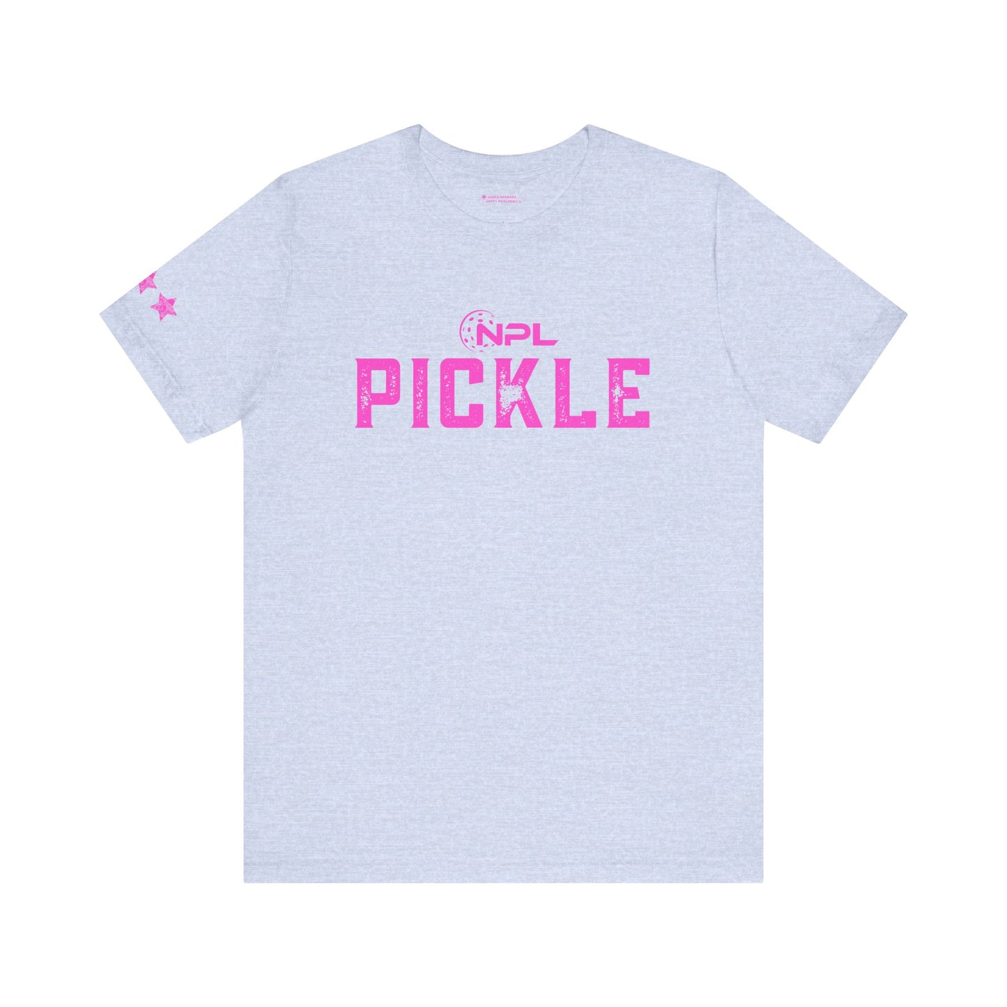 PICKLE distressed NPL Championship Weekend logo - hot pink - Unisex Jersey Short Sleeve Tee (optional add ribbon)