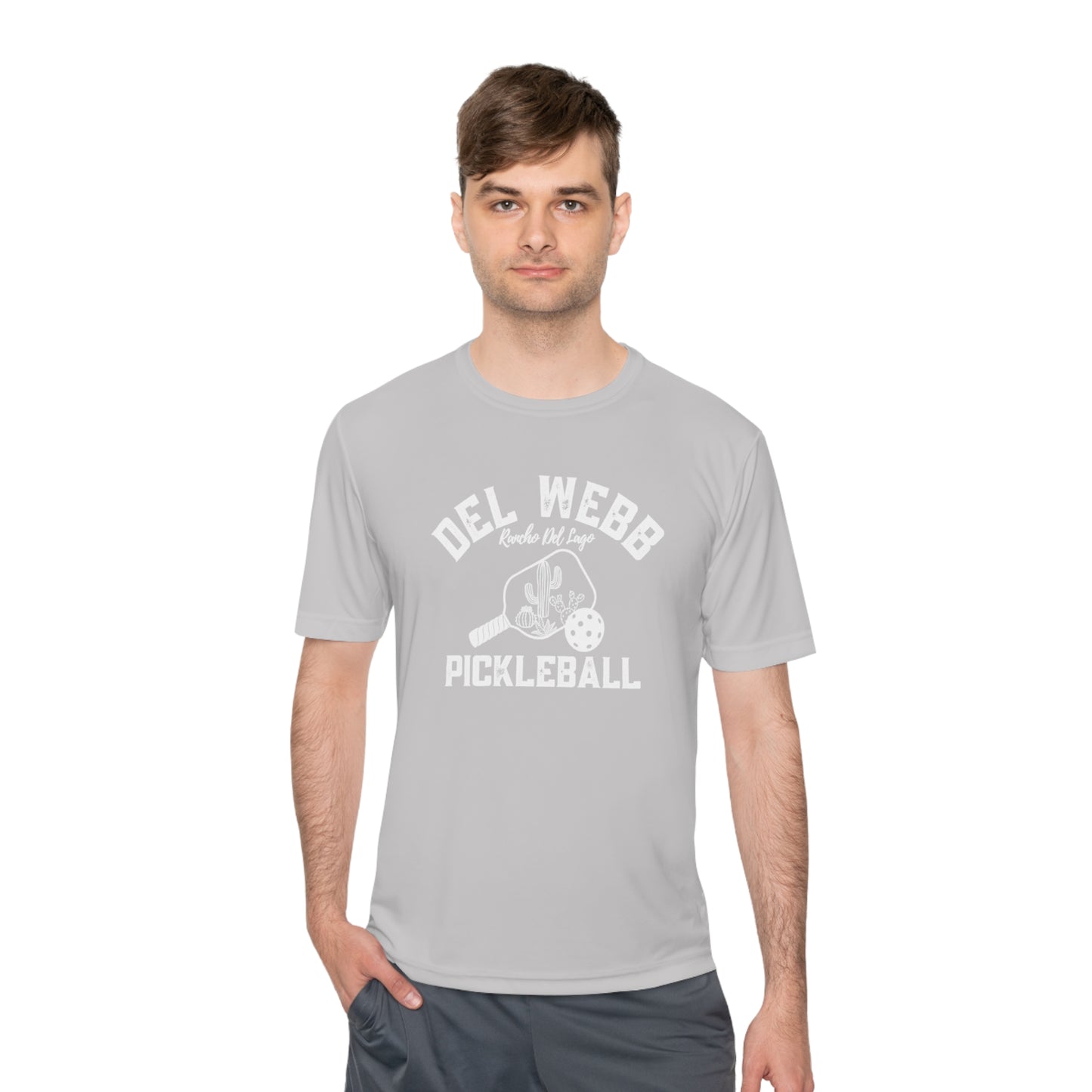 Del Webb Pickleball - Fuller Cut, Unisex Moisture Wicking Tee, SPF 40 - can customize back