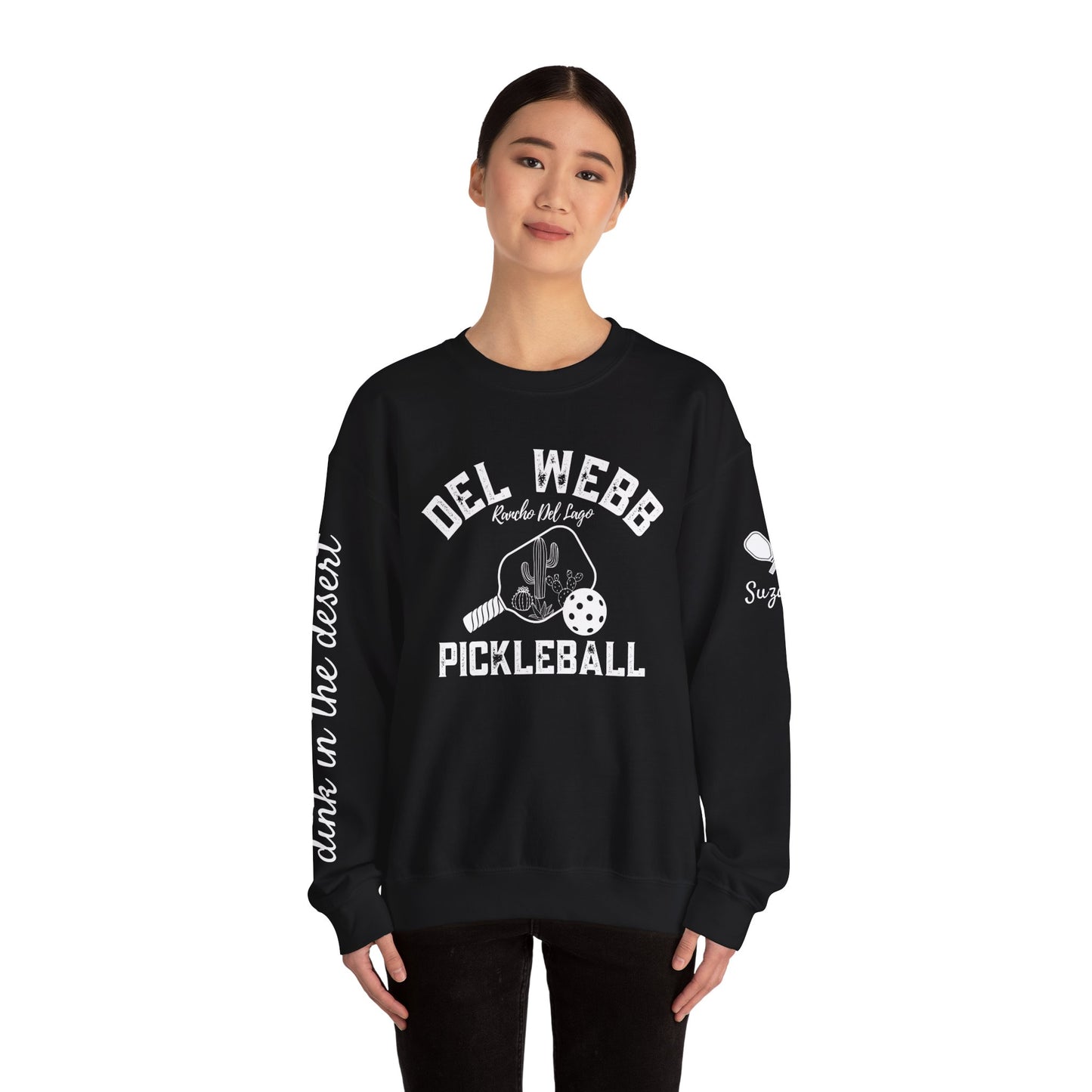 Copy of Del Webb Pickleball Beachy Style - Dink in the Desert - Unisex Crew -ca add name to sleeve with paddles