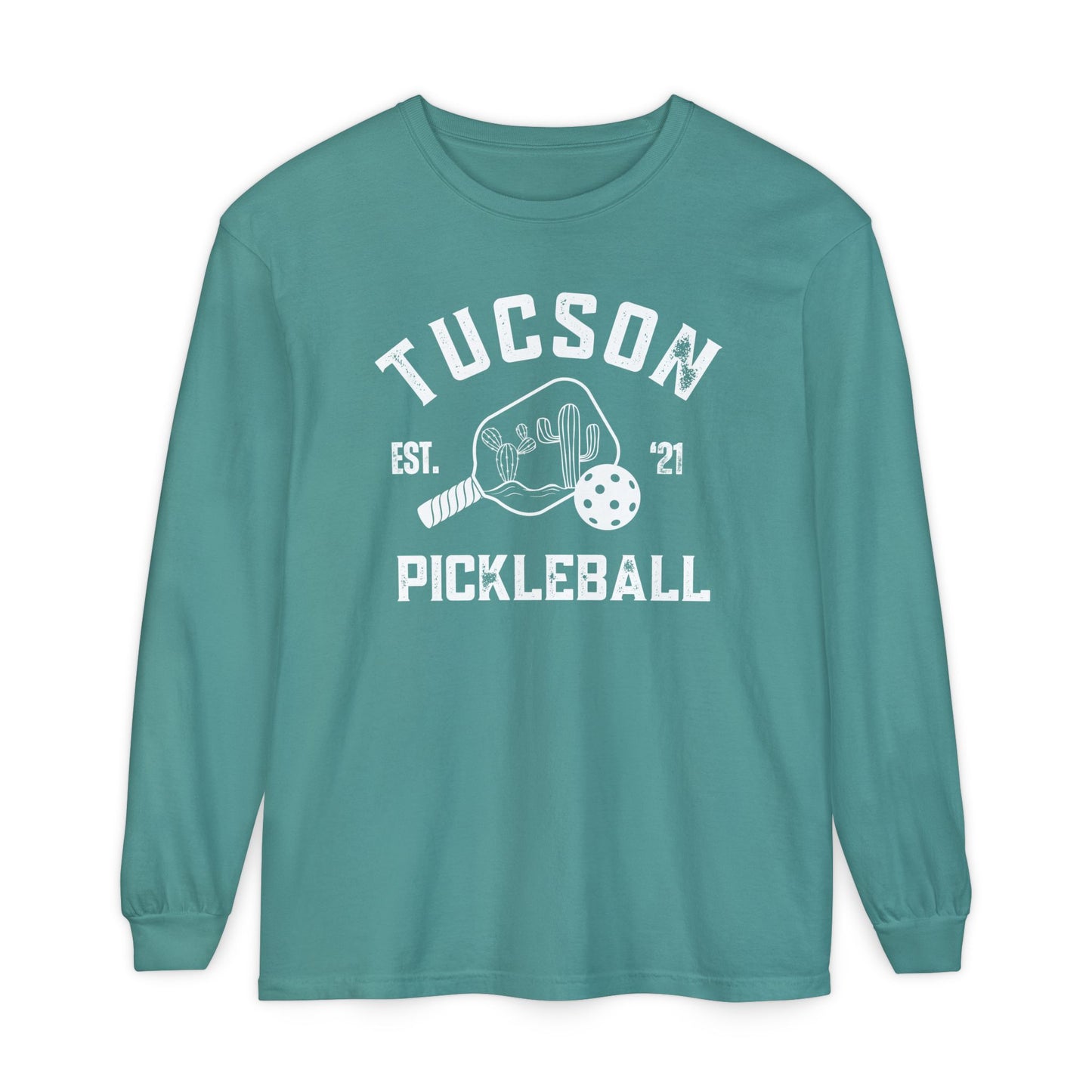 Tucson Pickleball Unisex Long Sleeve Garment Dyed Comfortv Colors T-Shirt for Everyday Comfort