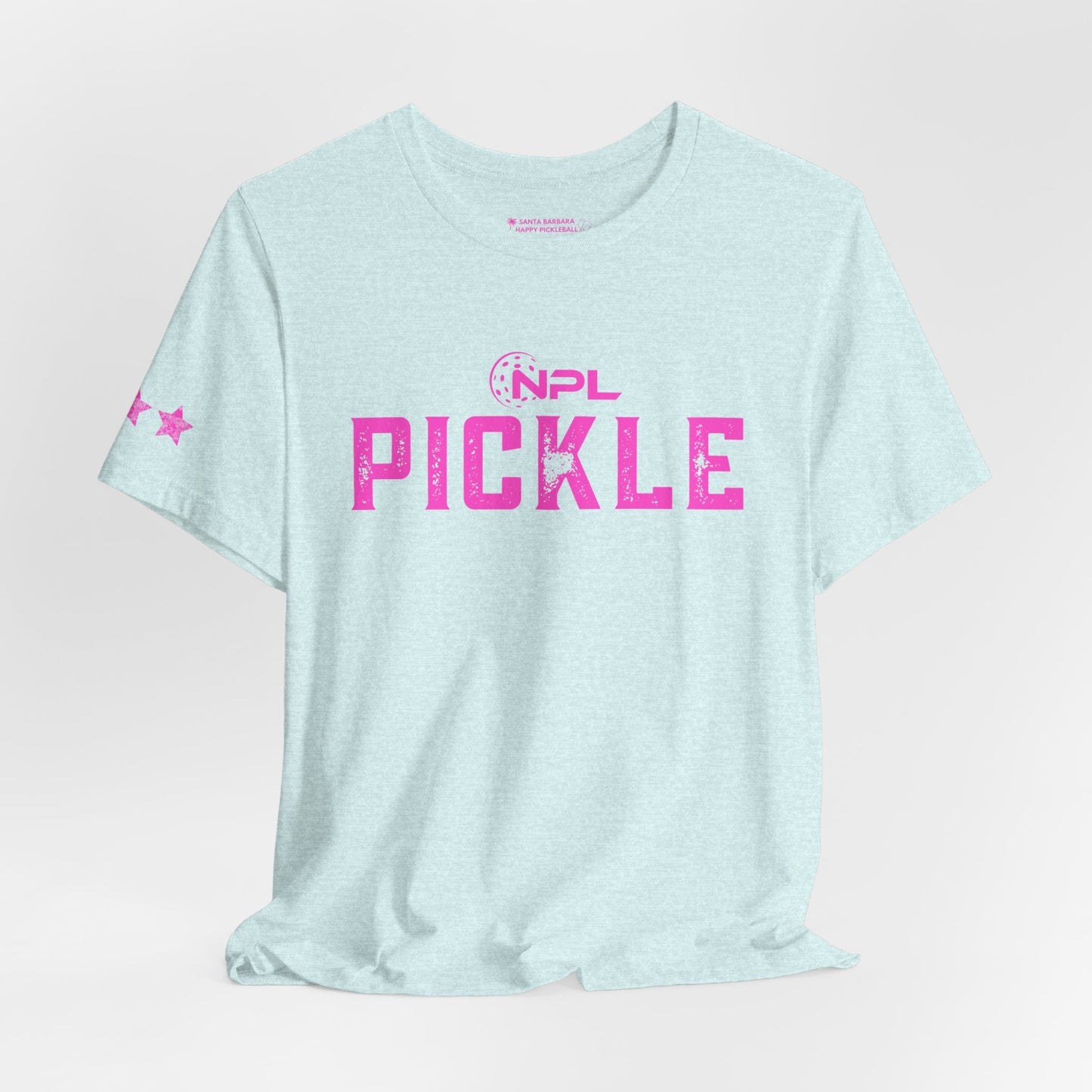 PICKLE distressed NPL Championship Weekend logo - hot pink - Unisex Jersey Short Sleeve Tee (optional add ribbon)