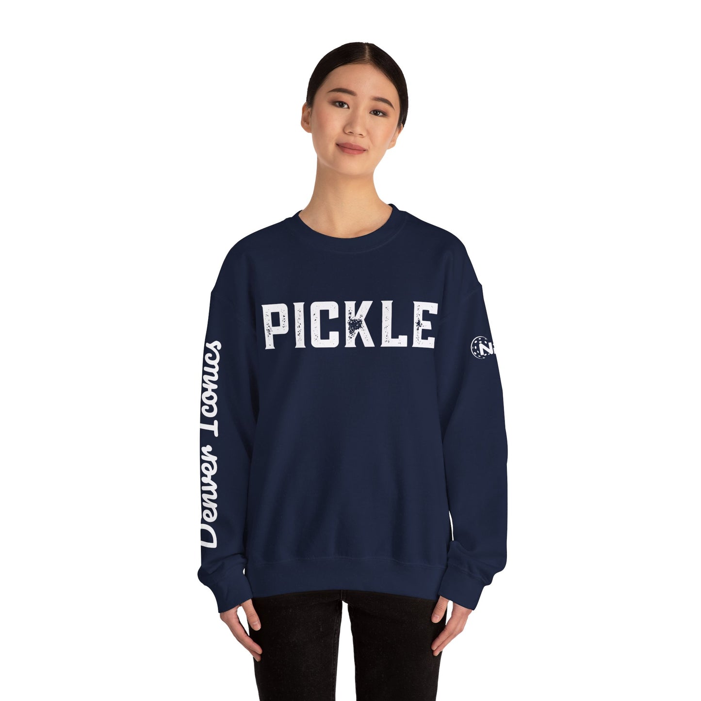PICKLE w/ Denver Iconics in script - custom Crew - personalize sleeve and or back