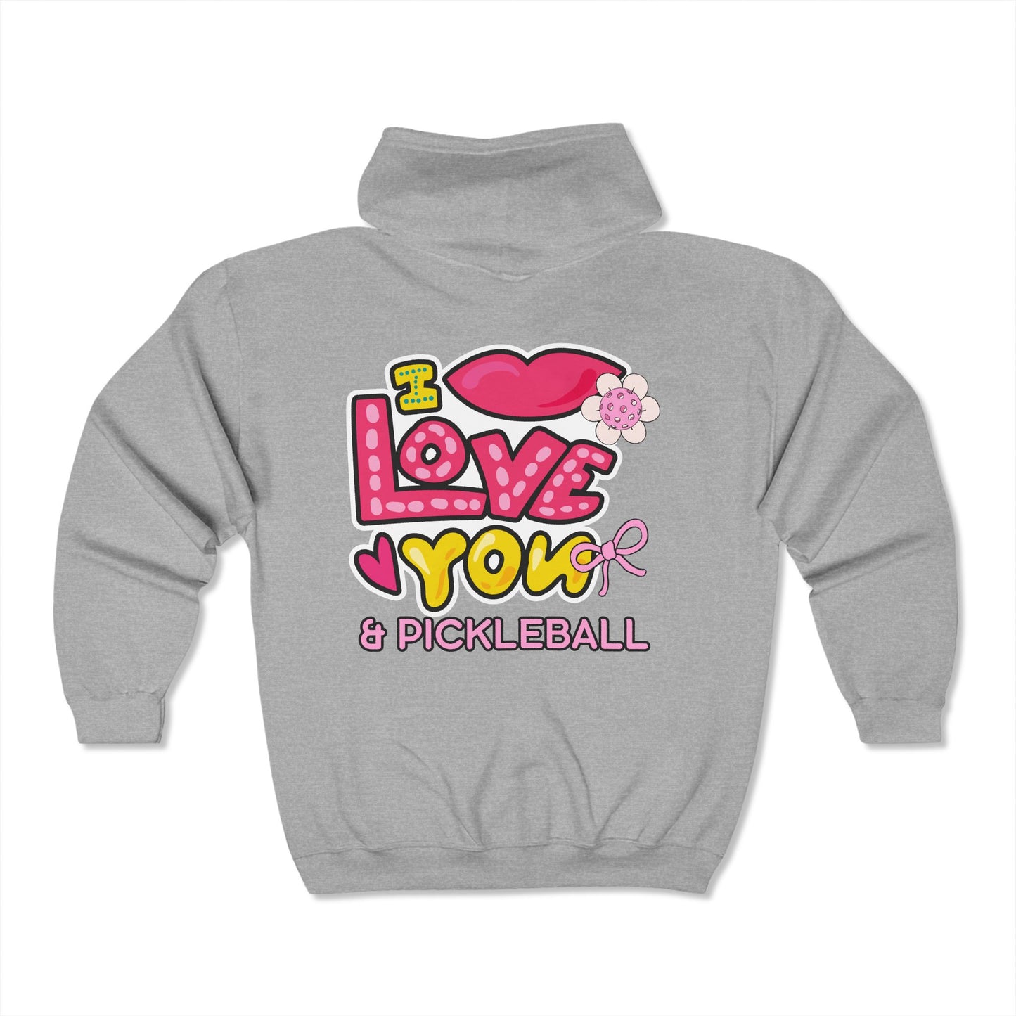I Love You & Pickleball Unisex Heavy Blend™ Full Zip Hooded Sweatshirt