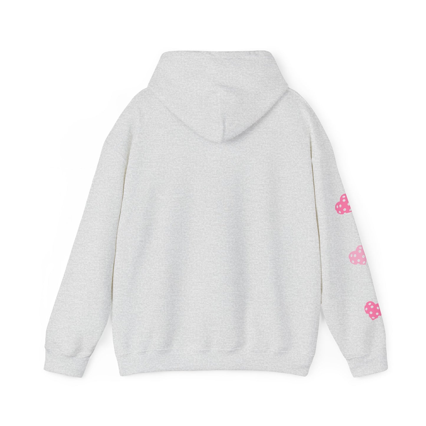 Del Webb Pickleball LOVE Hoodie - 3 pickleball hearts sleeve - can customize sleeves & back - add in notes