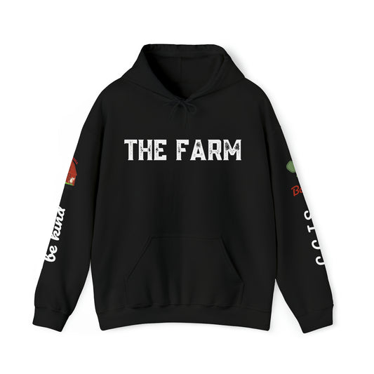 The Pickleball Farm Hoodie (Black) - The Farm front - customize sleeves