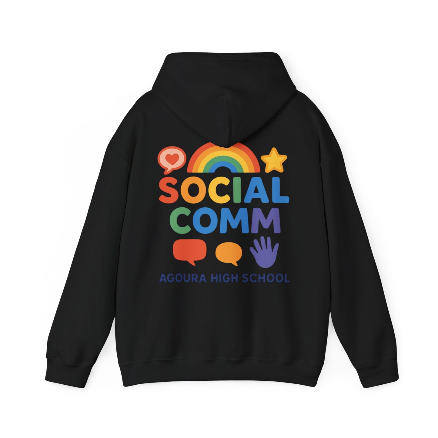 SOCIAL COMM Unisex Hoodies 50/50 blend Gilden 2 sided print