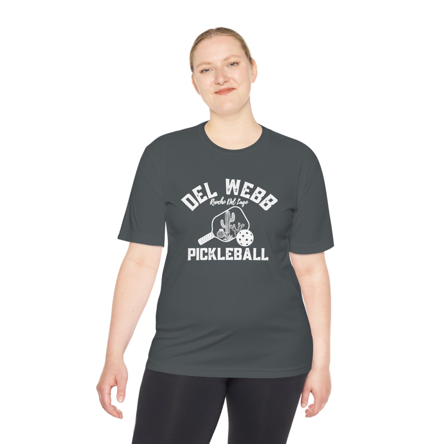Del Webb Pickleball - Fuller Cut, Unisex Moisture Wicking Tee, SPF 40 - can customize back