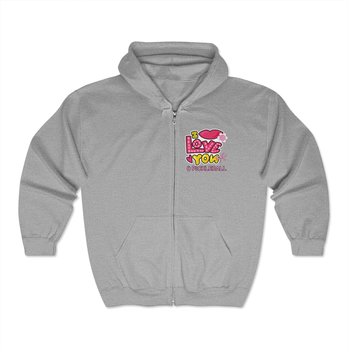 I Love You & Pickleball Unisex Heavy Blend™ Full Zip Hooded Sweatshirt