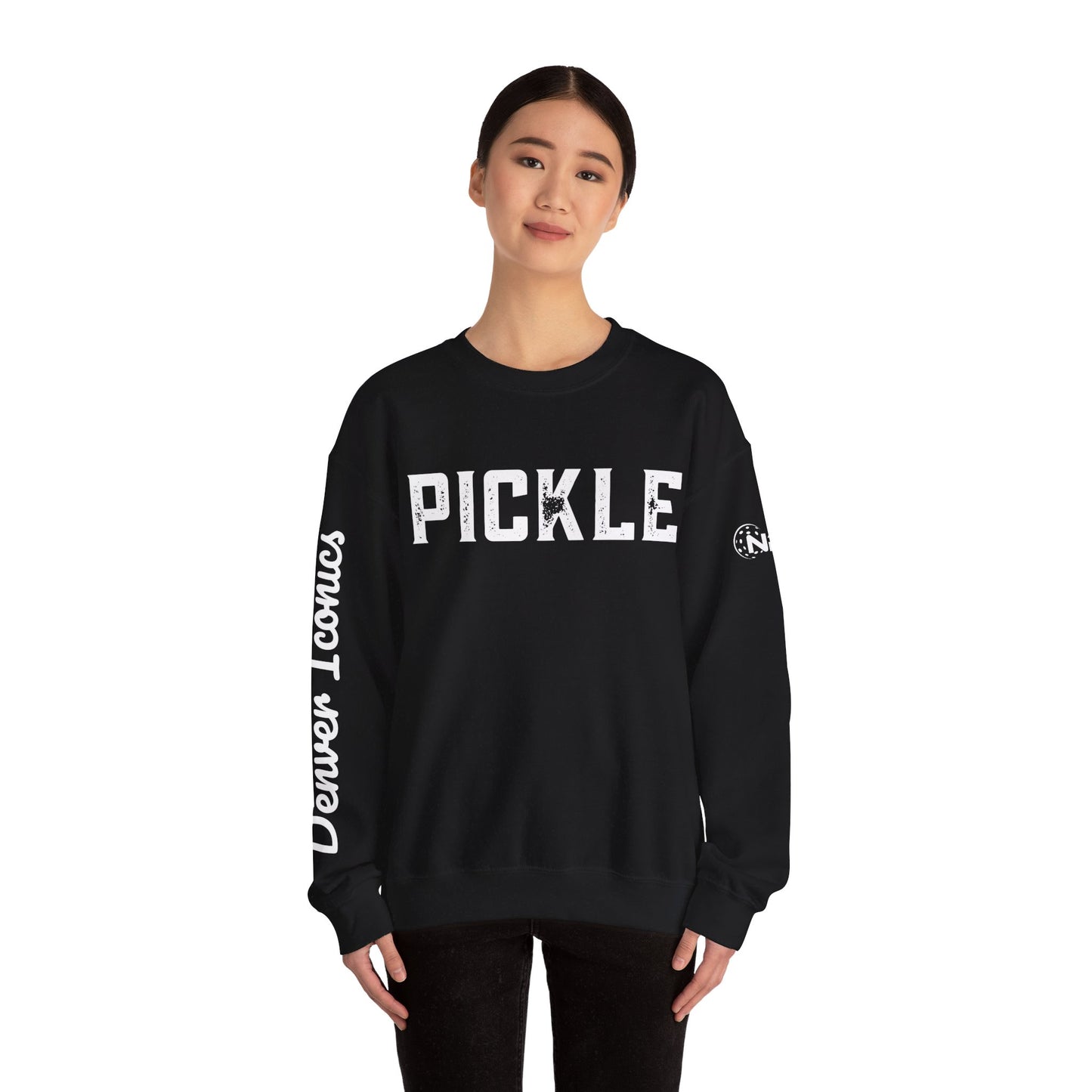 PICKLE w/ Denver Iconics in script - custom Crew - personalize sleeve and or back