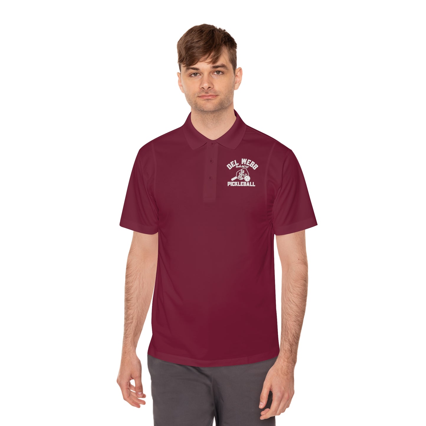 Del Webb Pickleball Men's Sport Polo Shirt. Can customize back