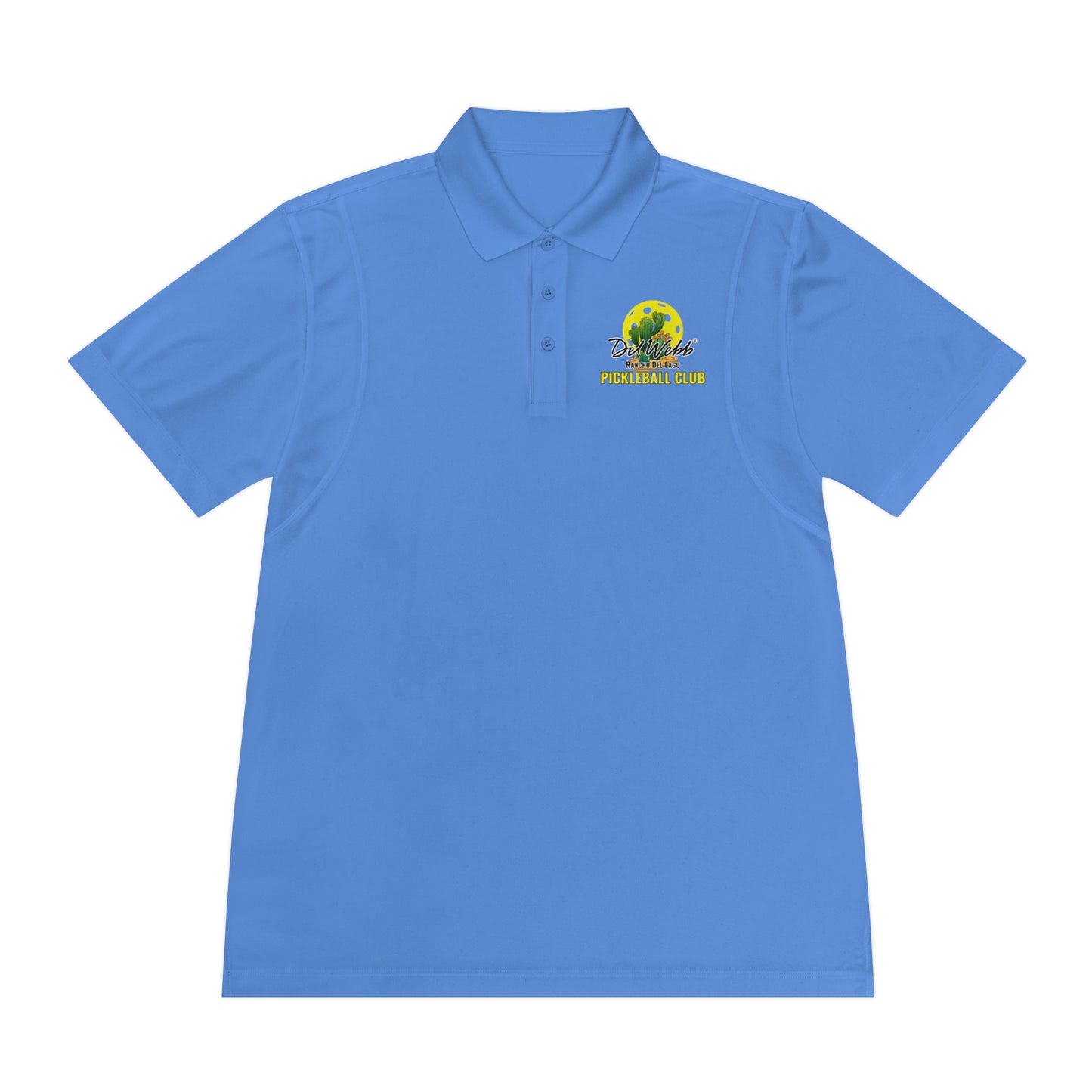 Del Webb Pickleball Moisture Wicking SPF 40 -Men's Sport Polo Shirt- can customize back
