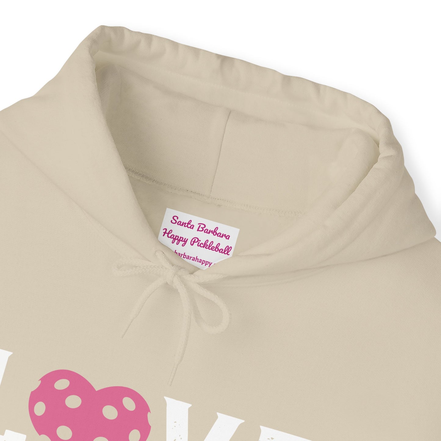 Del Webb Pickleball LOVE Hoodie - 3 pickleball hearts sleeve - can customize sleeves & back - add in notes