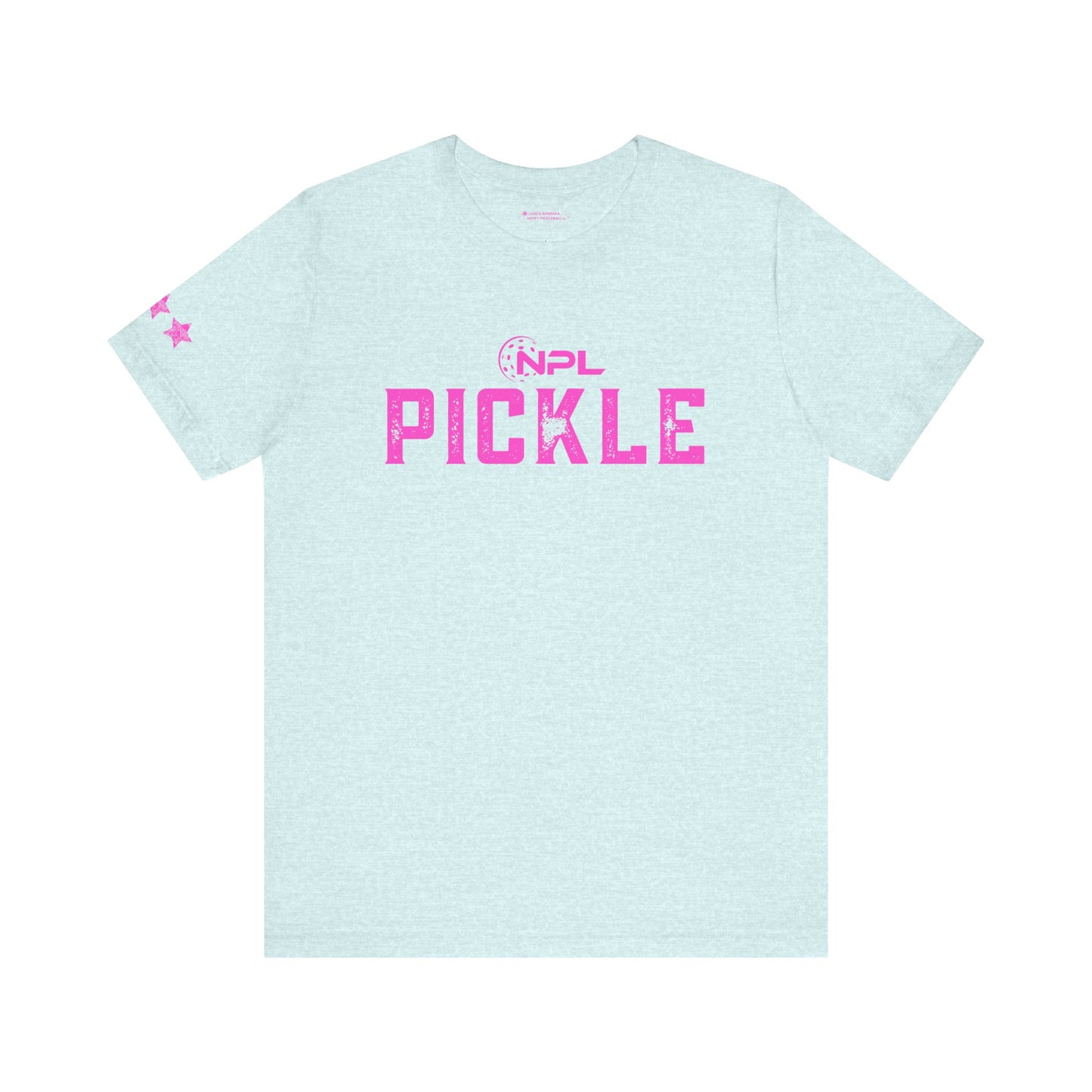 PICKLE distressed NPL Championship Weekend logo - hot pink - Unisex Jersey Short Sleeve Tee (optional add ribbon)