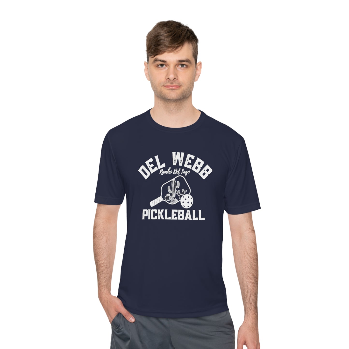 Del Webb Pickleball - Fuller Cut, Unisex Moisture Wicking Tee, SPF 40 - can customize back