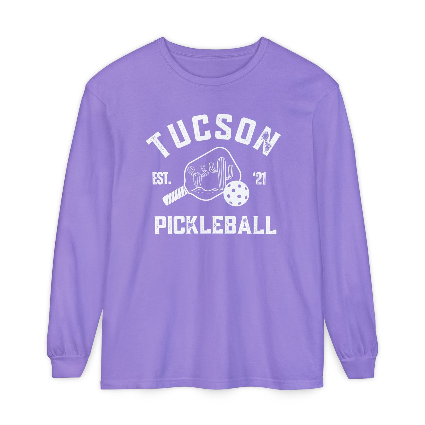 Tucson Pickleball Unisex Long Sleeve Garment Dyed Comfortv Colors T-Shirt for Everyday Comfort