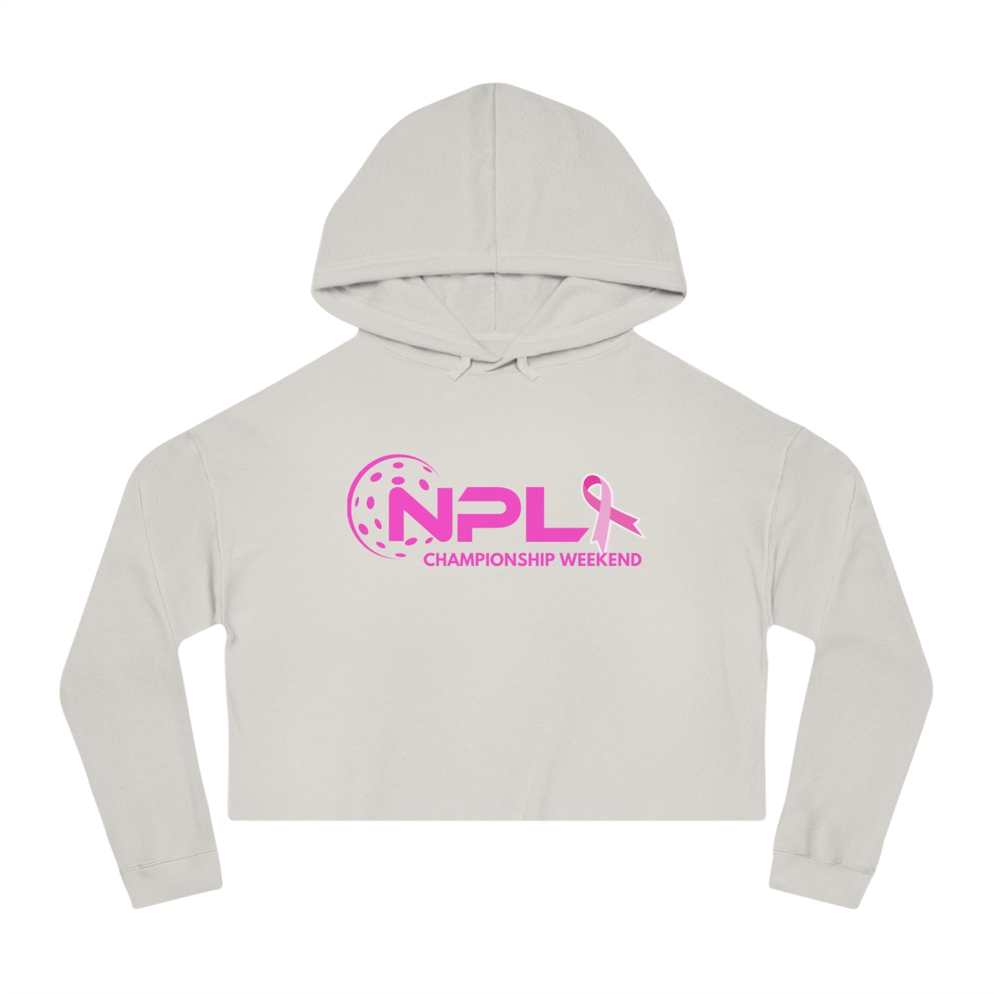 NPL Championship Weekend w/ Ribbon Hot Pink - Women’s Cropped Hooded Sweatshirt
