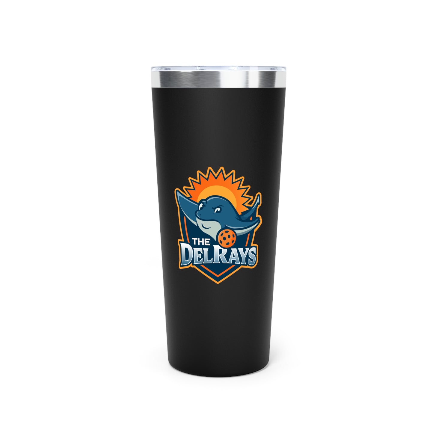 The Del Rays/US Legends Pickleball League - 2 sided logos - Copper Vacuum Insulated Tumbler, 22oz