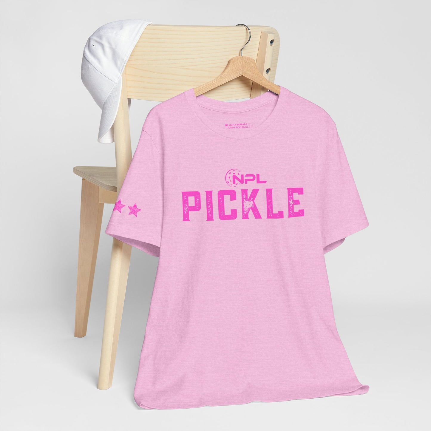 PICKLE distressed NPL Championship Weekend logo - hot pink - Unisex Jersey Short Sleeve Tee (optional add ribbon)