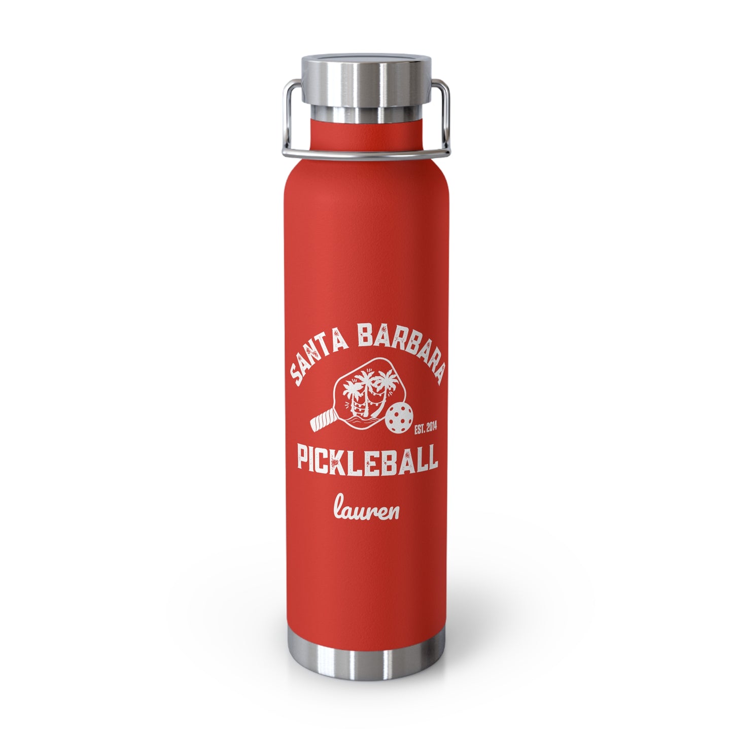 Santa Barbara Pickleball Special Holiday Edition -Copper Vacuum Insulated Bottle, 22oz - customizable