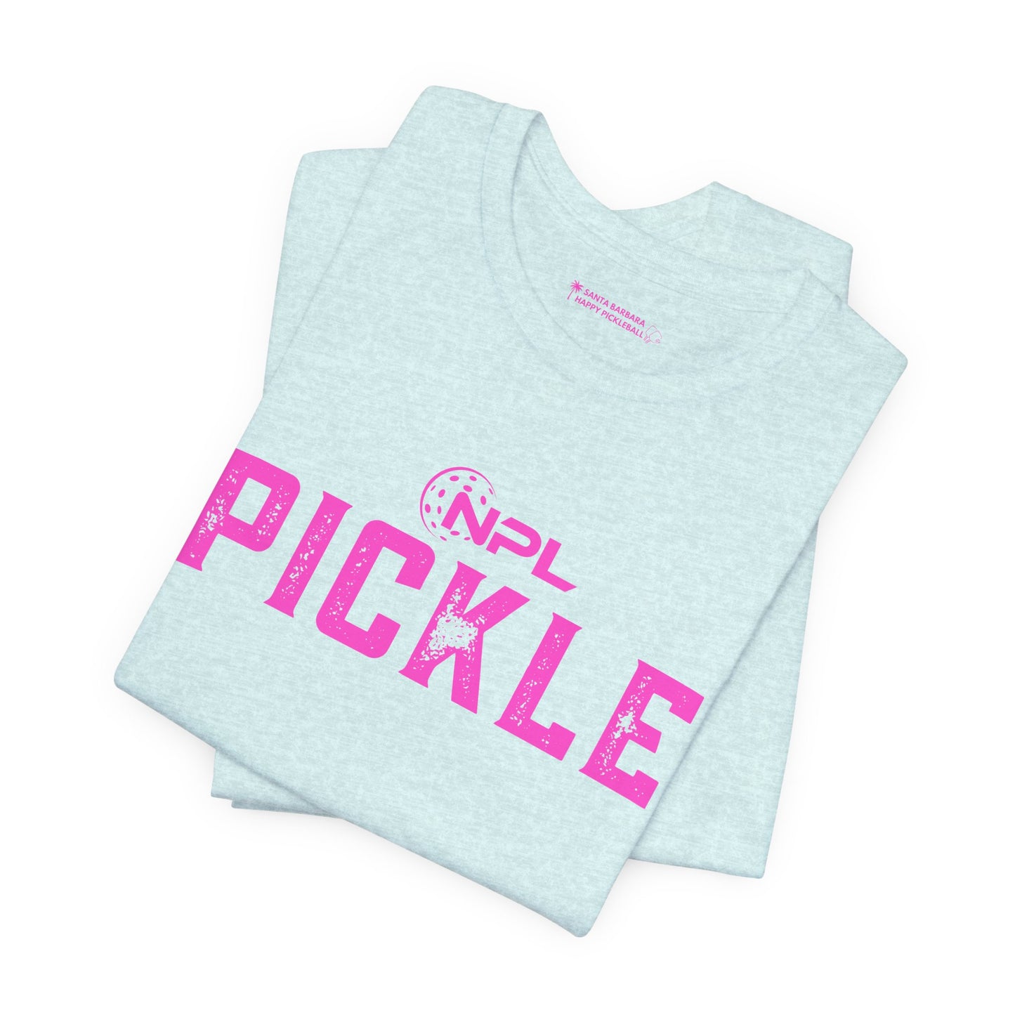PICKLE distressed NPL Championship Weekend logo - hot pink - Unisex Jersey Short Sleeve Tee (optional add ribbon)