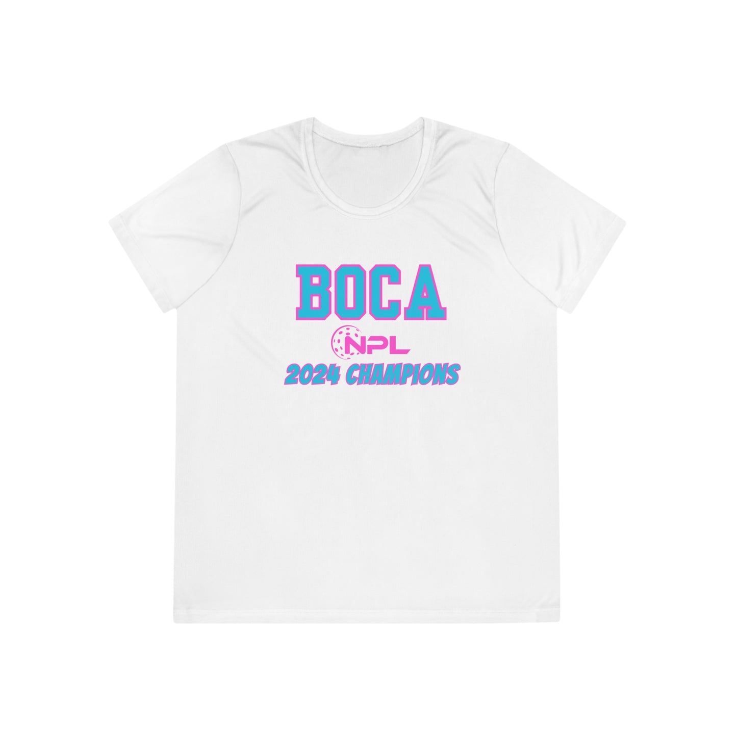 BOCA NPL ‘24 Champions - SPF 40 Ladies Performance T- player’s names on back