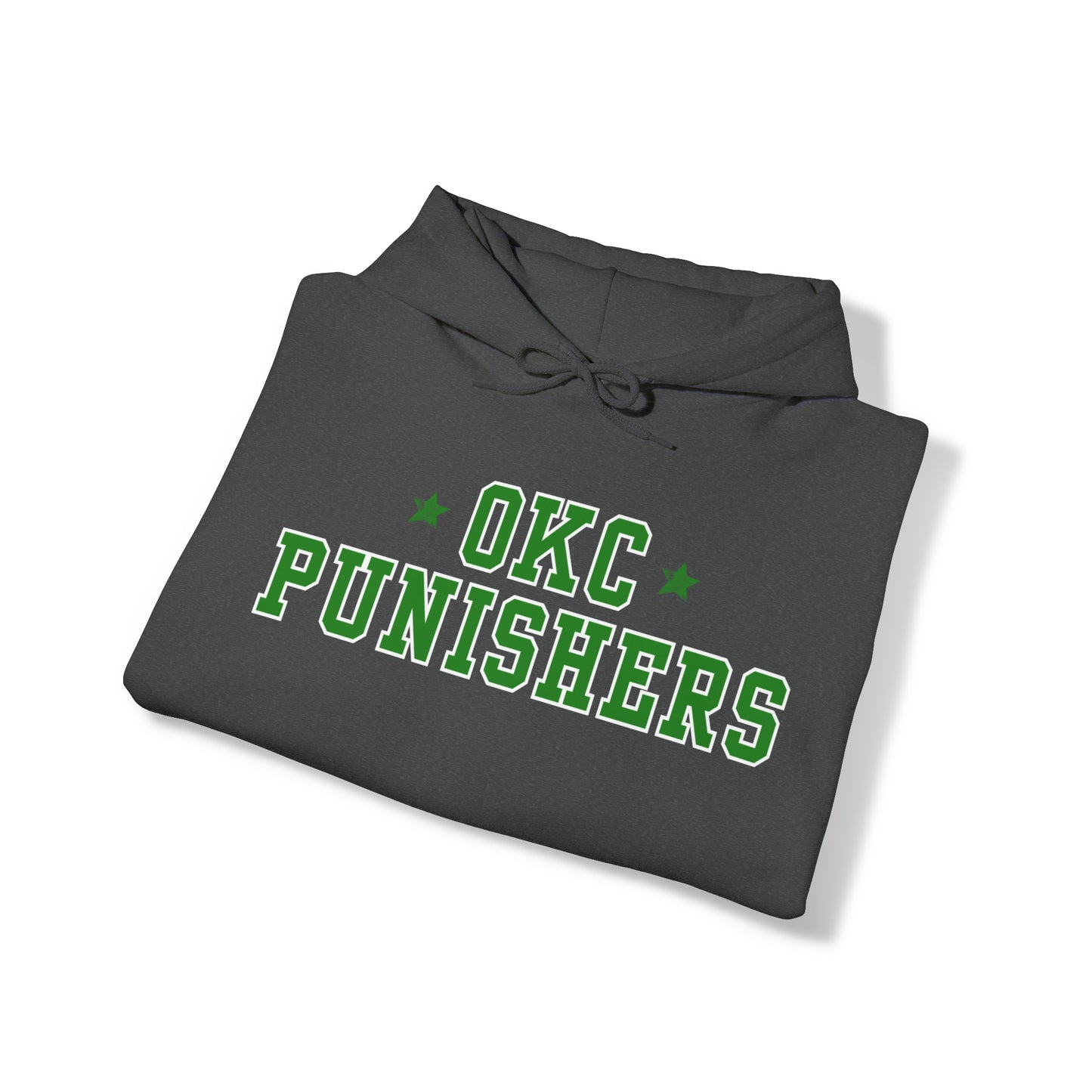OKC Punishers Hoodie w/ Stars Green Letters - customize sleeve & back