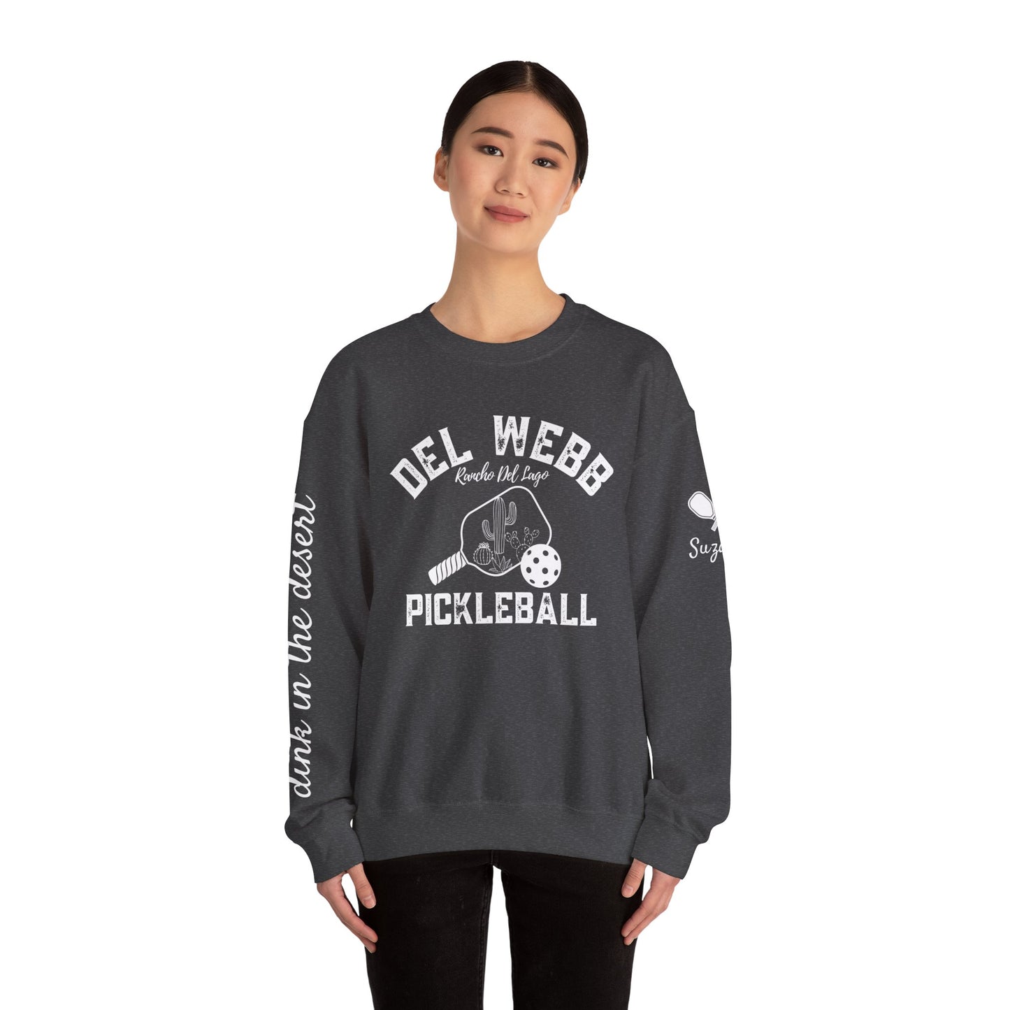 Copy of Del Webb Pickleball Beachy Style - Dink in the Desert - Unisex Crew -ca add name to sleeve with paddles